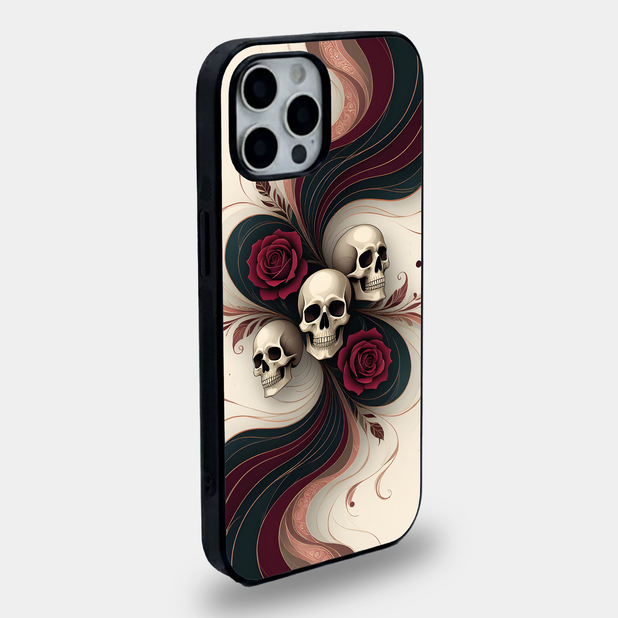 Vintage Rose and Skull | Premium Glass iPhone & Samsung Mobile Cover Case