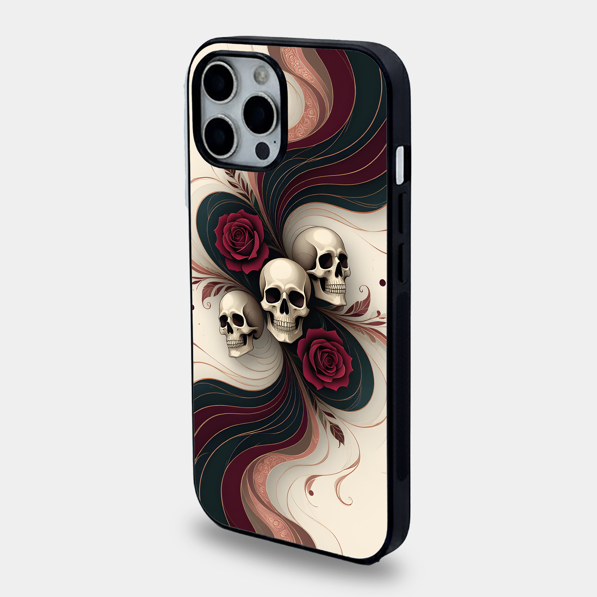 Vintage Rose and Skull | Premium Glass iPhone & Samsung Mobile Cover Case