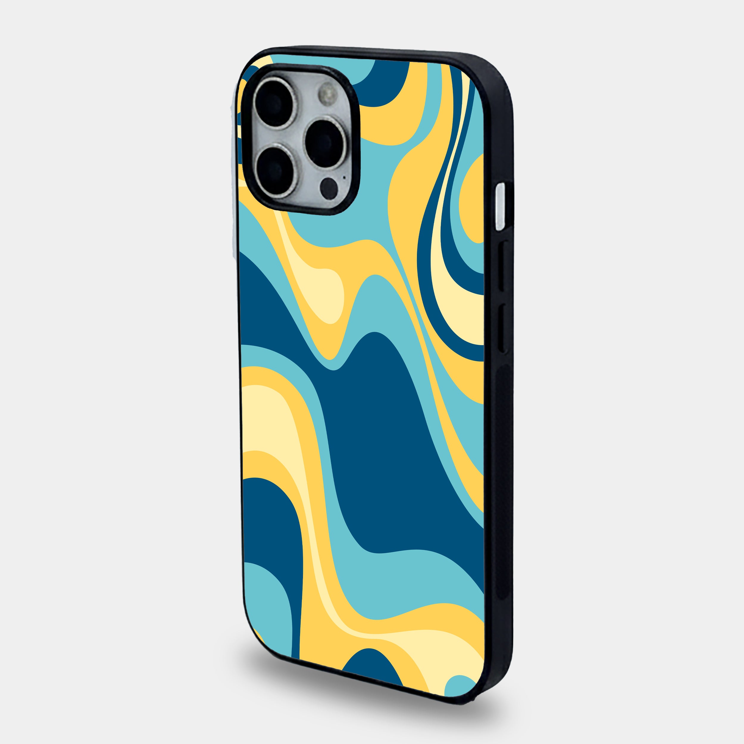 Retro Abstract Blue Swirl Pattern | Premium Glass iPhone Mobile Cover Case