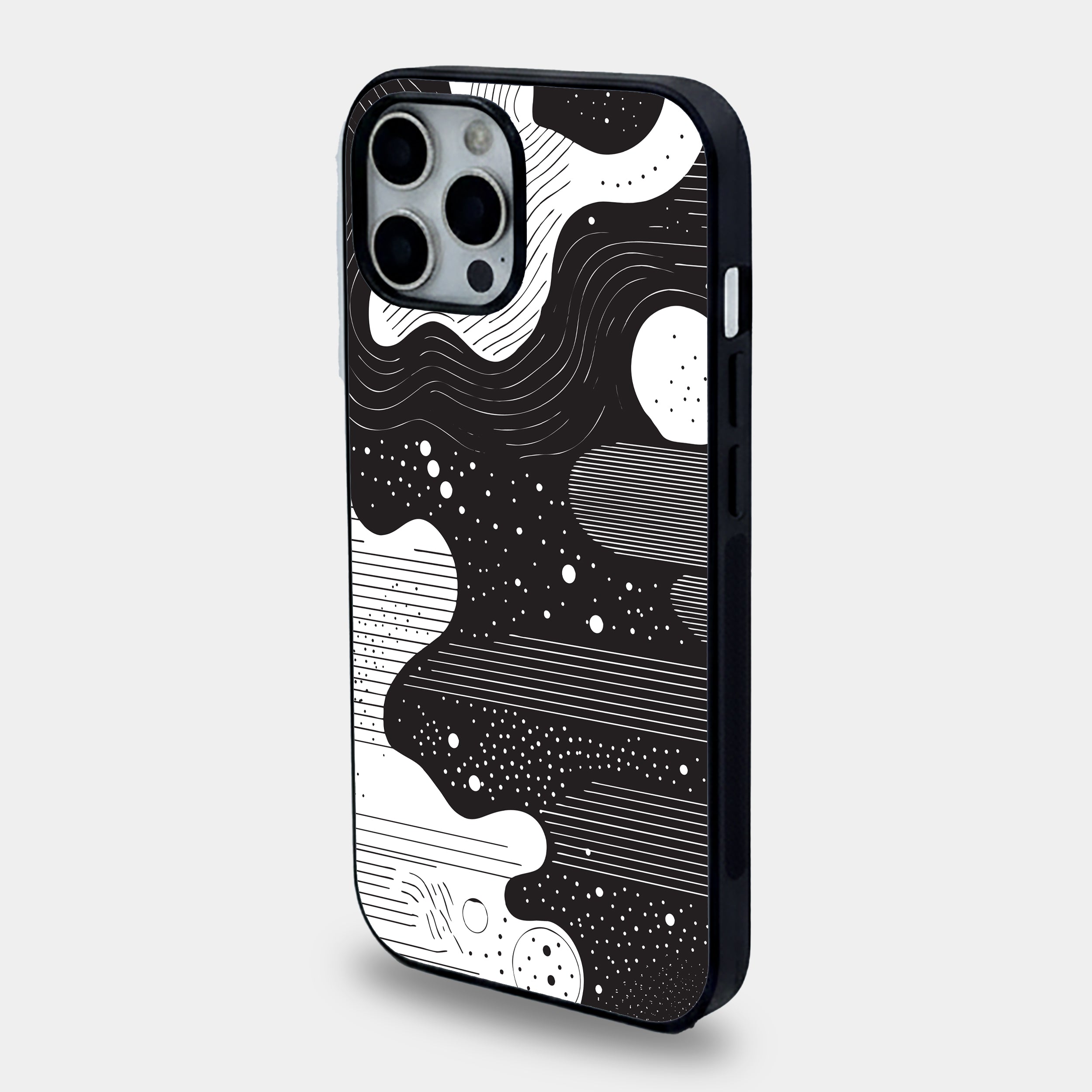 Cosmic Abstract Monochrome| Premium Glass iPhone Mobile Cover Case