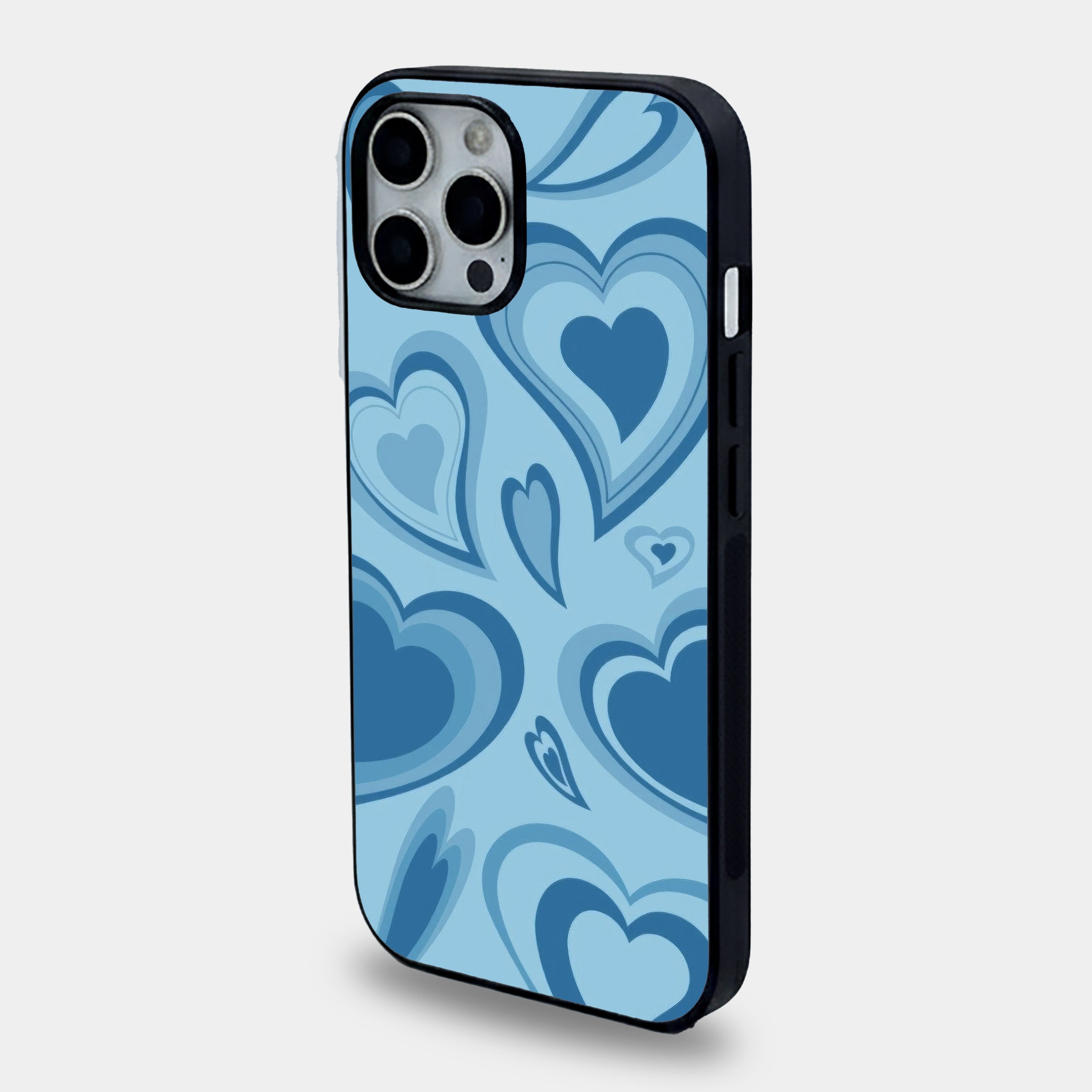 Retro Blue Layered Heart | Premium Glass iPhone & Samsung Mobile Cover Case