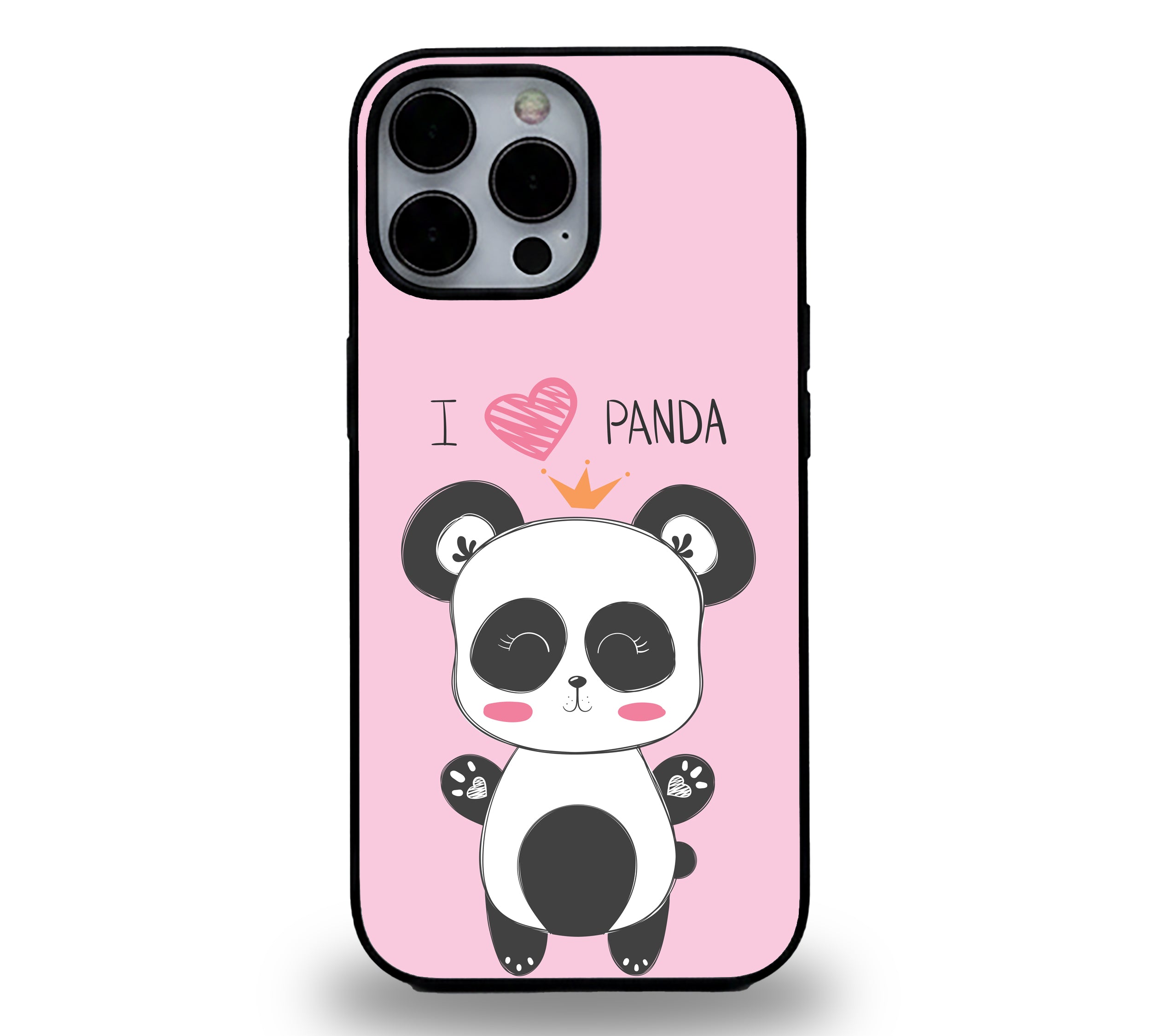 Panda Heart & Crown of Kindness | Premium Glass iPhone Mobile Cover Case