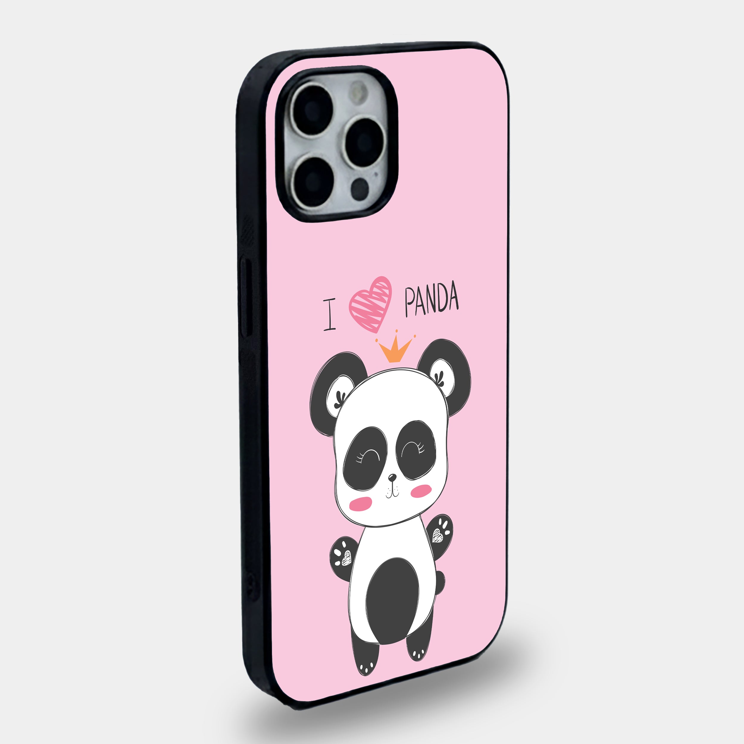 Panda Heart & Crown of Kindness | Premium Glass iPhone Mobile Cover Case