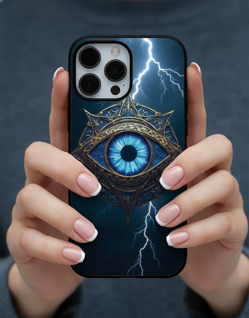Evil Eye Lightning | Premium Glass iPhone Mobile Cover Case