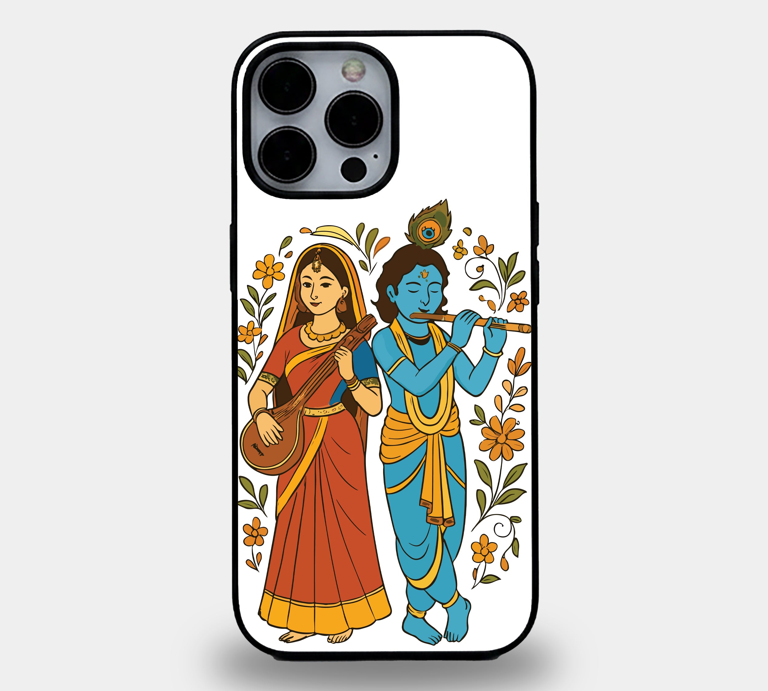Radha Krishna Divine Melody | Premium Glass iPhone Mobile Cover Case