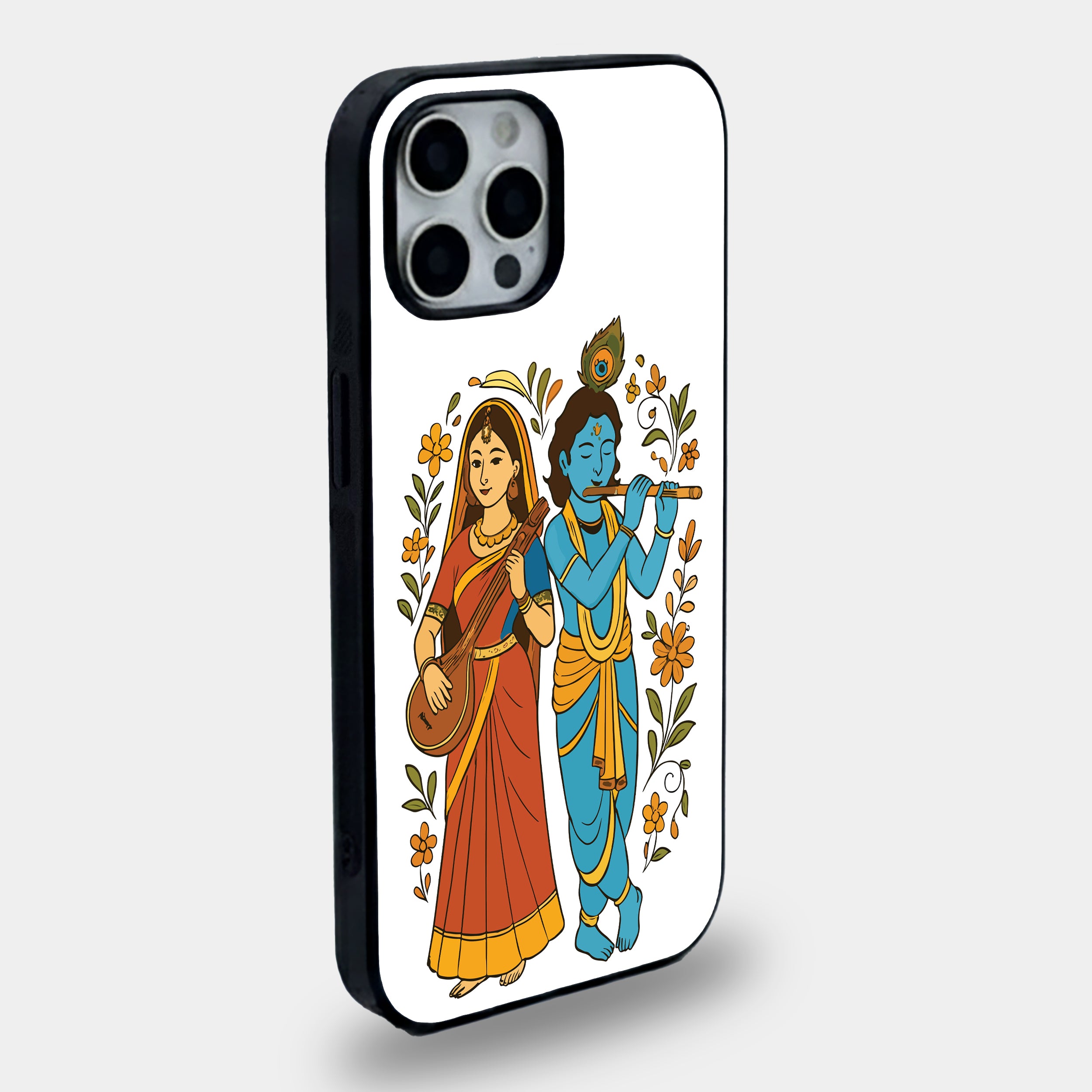 Radha Krishna Divine Melody | Premium Glass iPhone Mobile Cover Case
