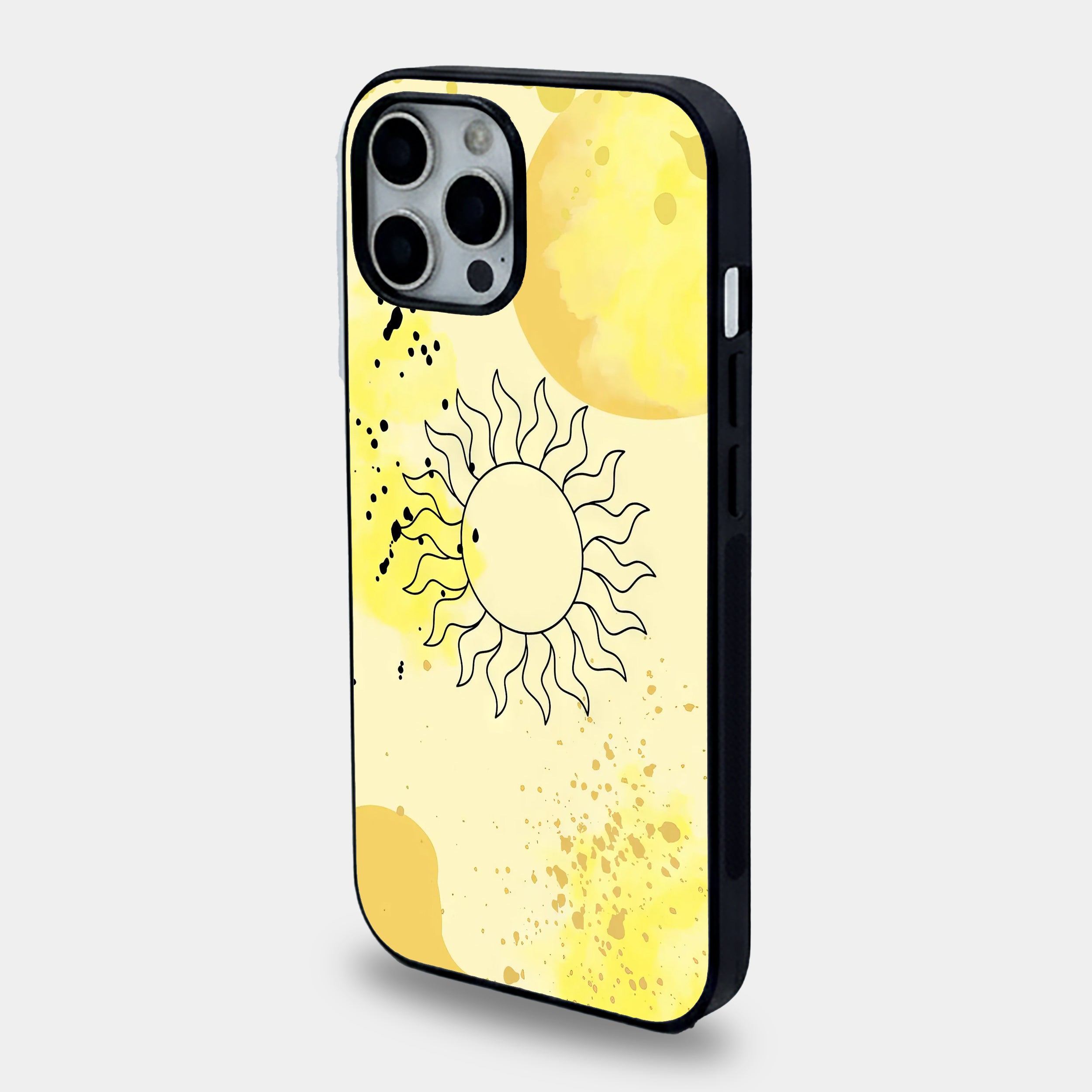 Abstract Yellow Sun Art | Premium Glass iPhone & Samsung Mobile Cover Case