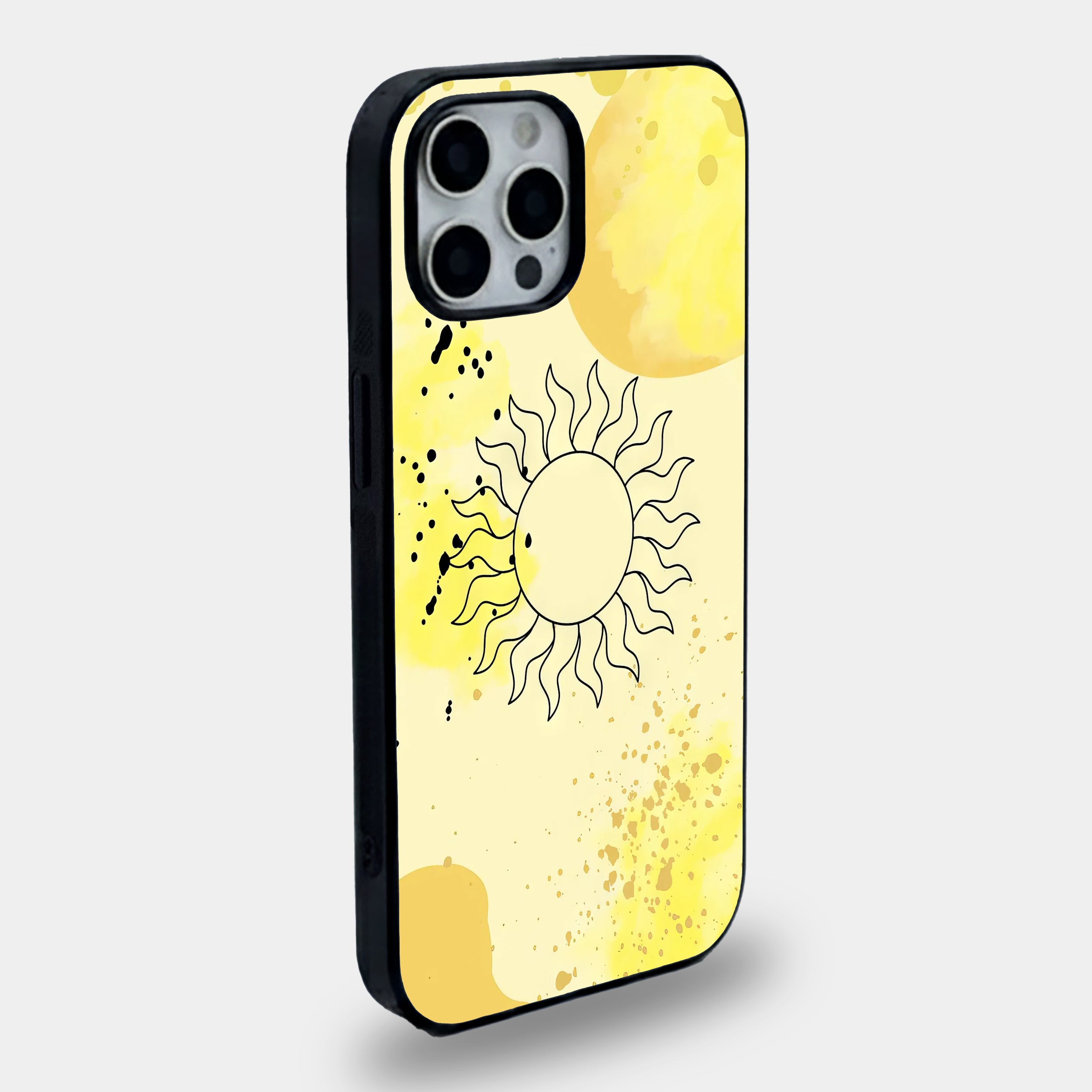 Abstract Yellow Sun Art | Premium Glass iPhone & Samsung Mobile Cover Case