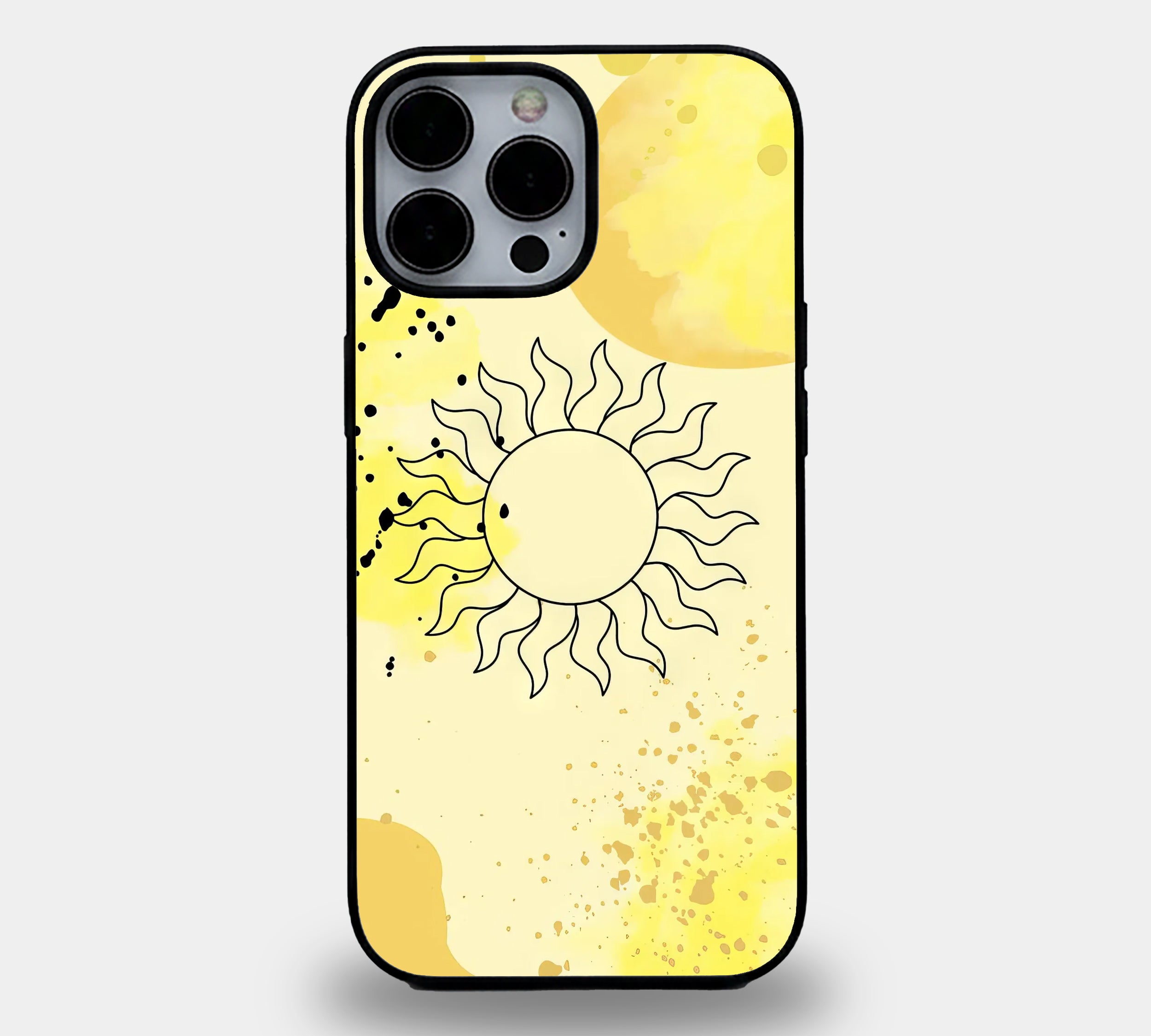 Abstract Yellow Sun Art | Premium Glass iPhone & Samsung Mobile Cover Case