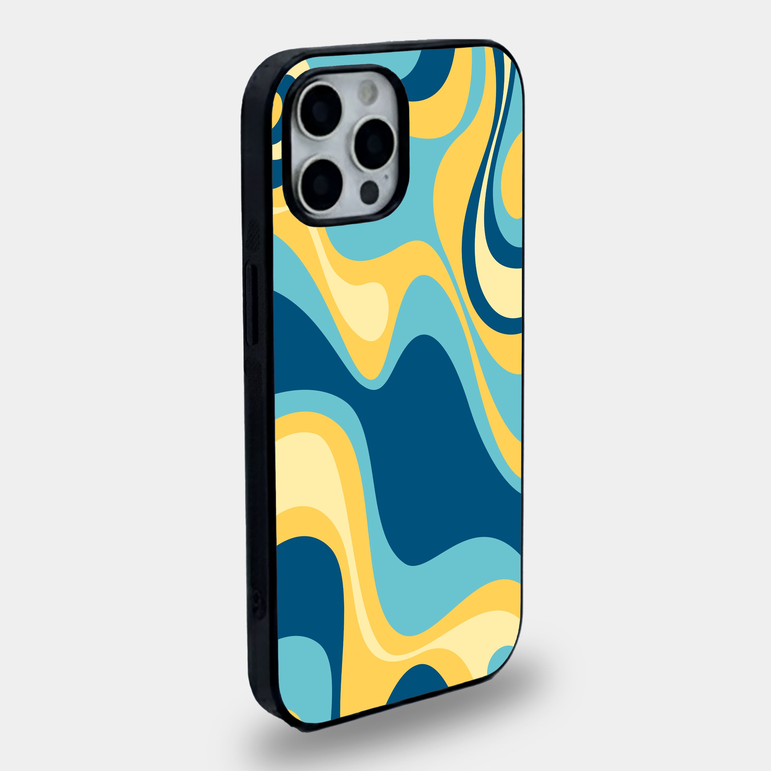 Retro Abstract Blue Swirl Pattern | Premium Glass iPhone Mobile Cover Case