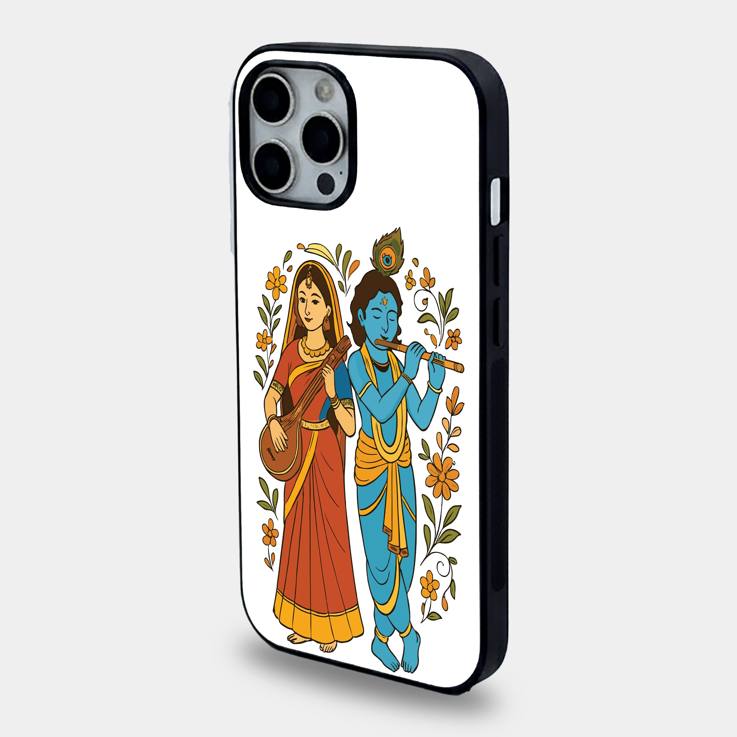 Radha Krishna Divine Melody | Premium Glass iPhone Mobile Cover Case