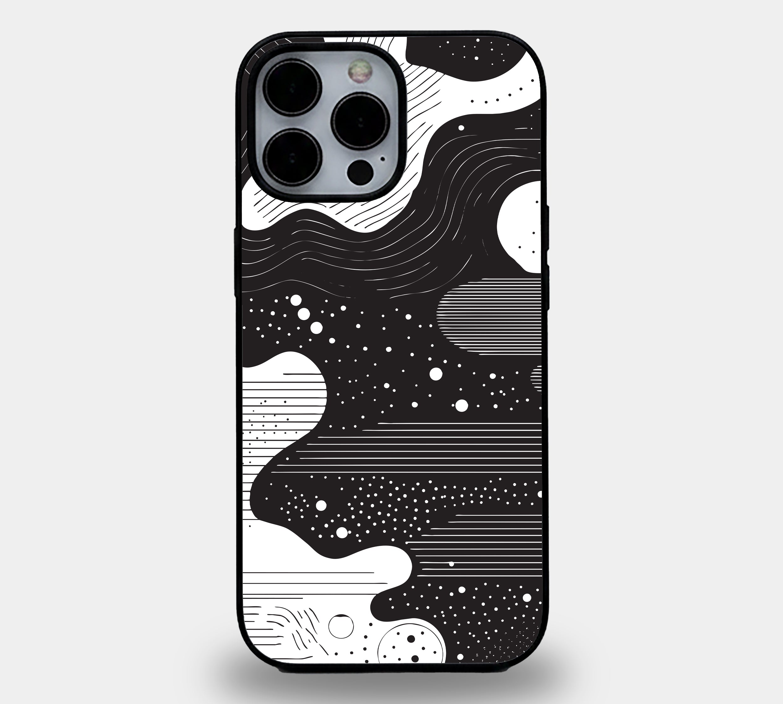 Cosmic Abstract Monochrome| Premium Glass iPhone Mobile Cover Case