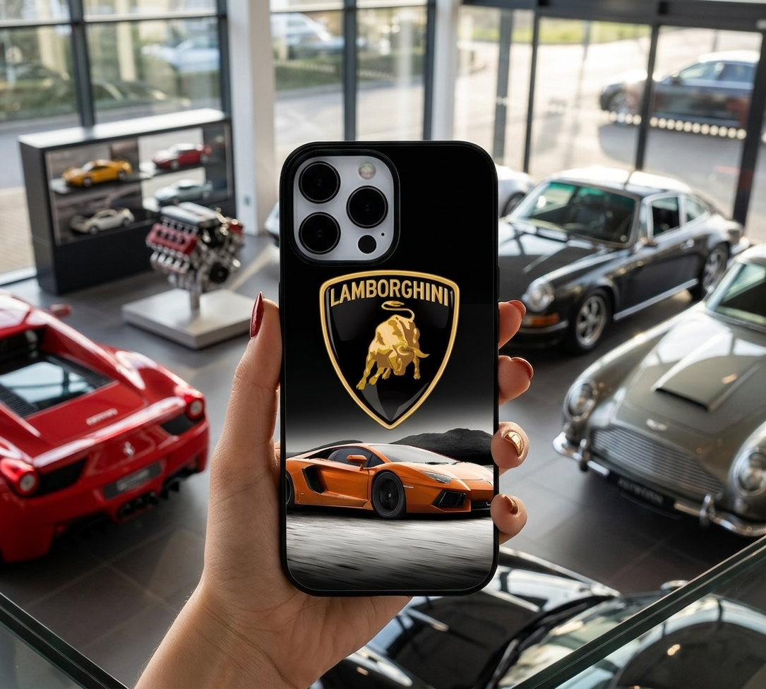 Lamborghini Orange Supercar Badge Case