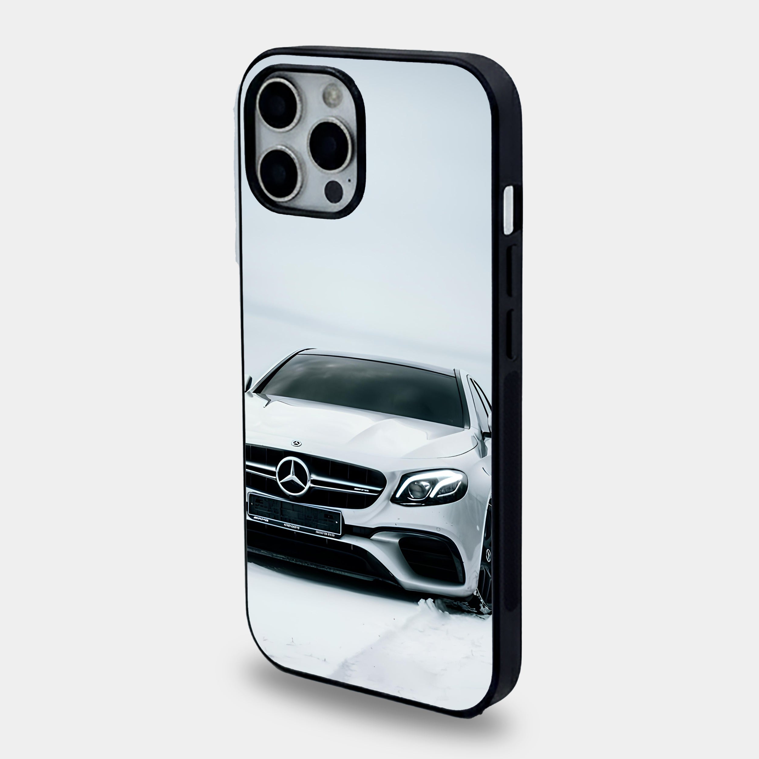 White Mercedes Sedan Snow Case