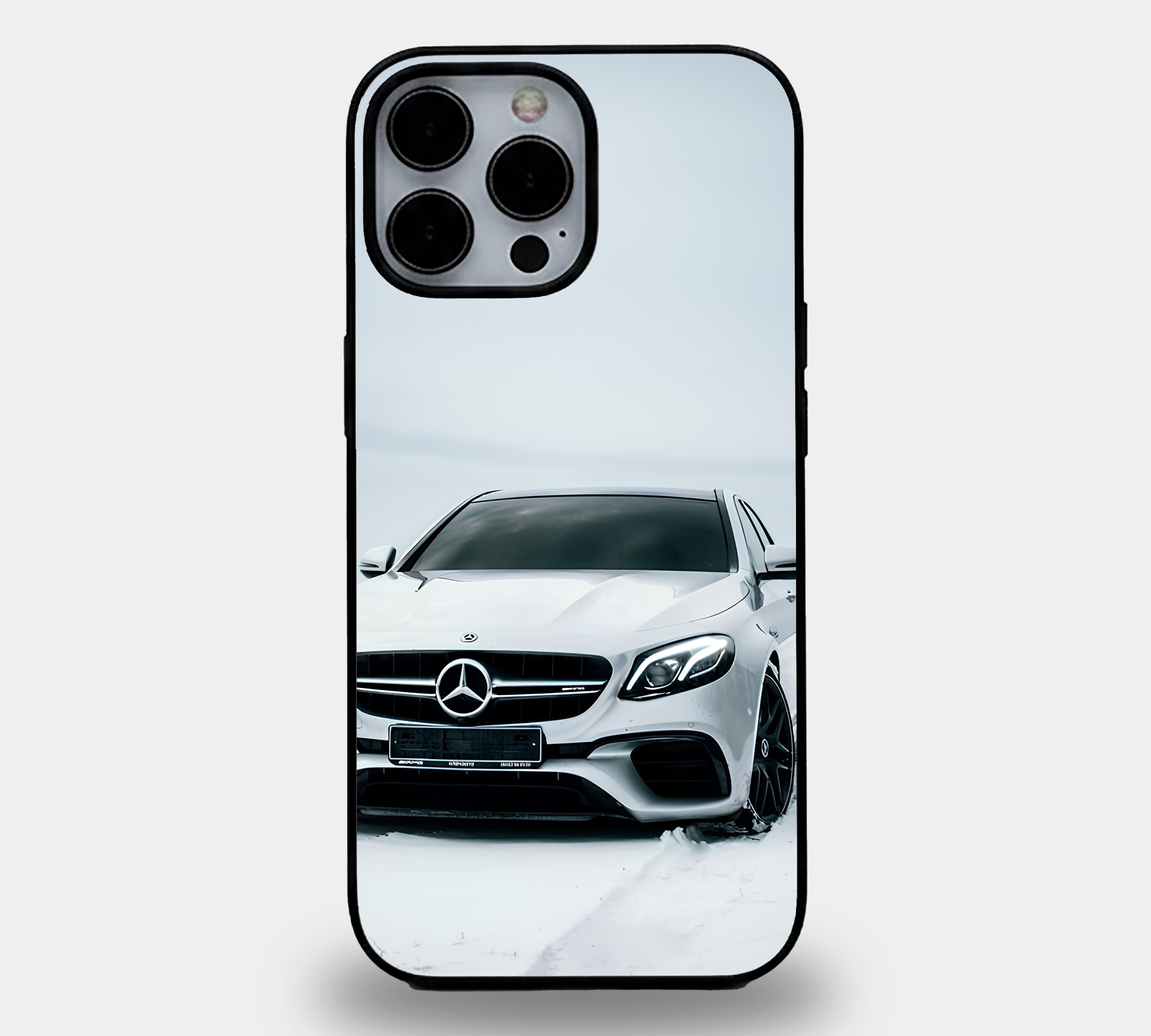 White Mercedes Sedan Snow Case