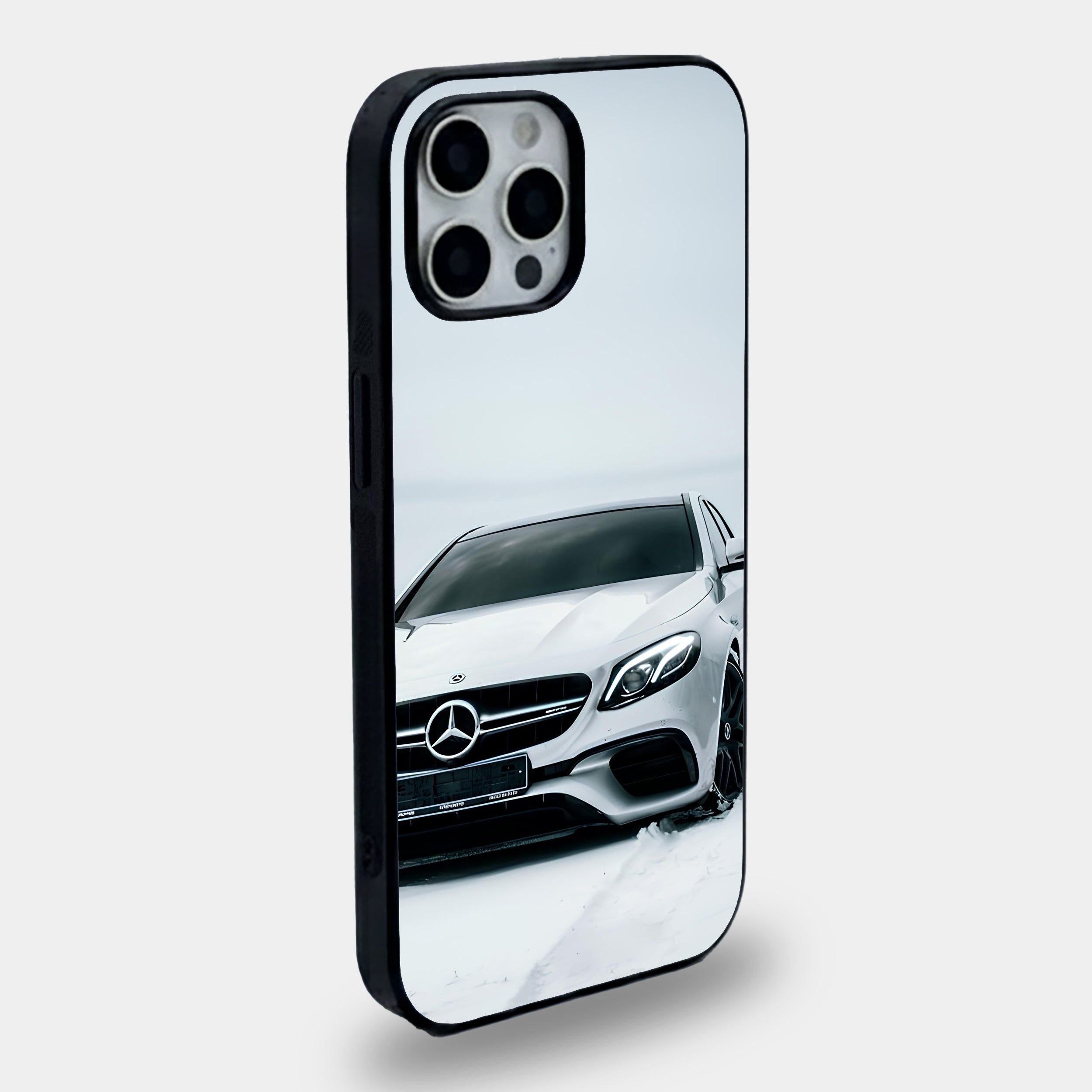 White Mercedes Sedan Snow Case