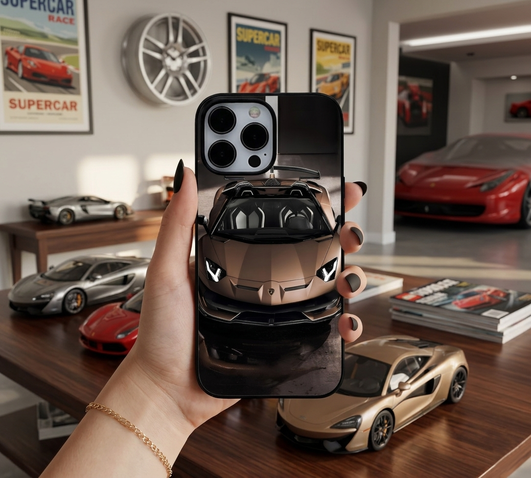 Bronze Lamborghini Aventador Roadster | Premium Glass iPhone & Samsung Mobile Cover Case