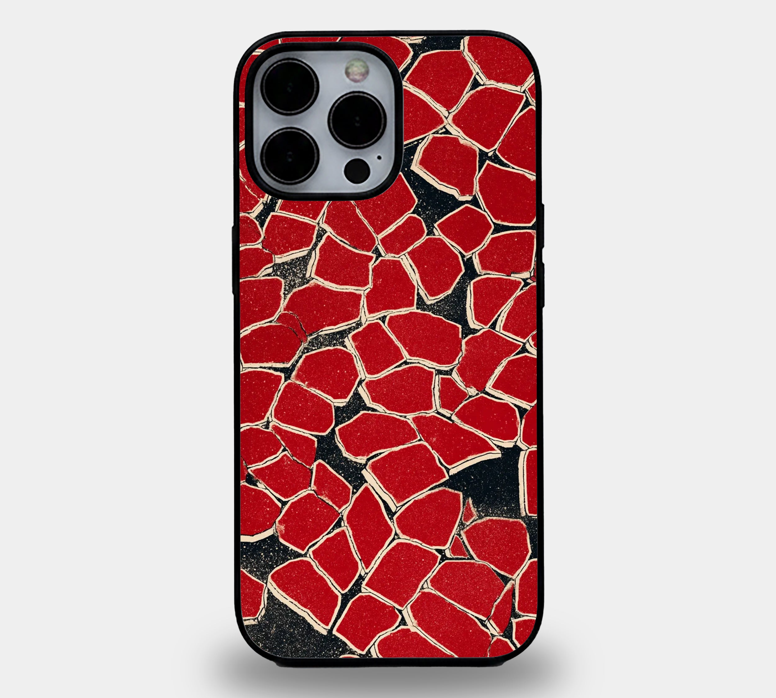 Crimson Red Mosaic Abstract | Premium Glass iPhone & Samsung Mobile Cover Case