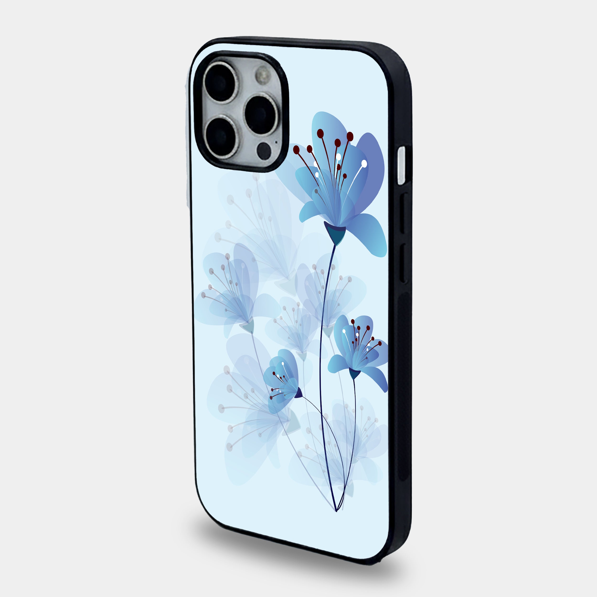 Ethereal Blue Floral | Premium Glass iPhone Mobile Cover Case