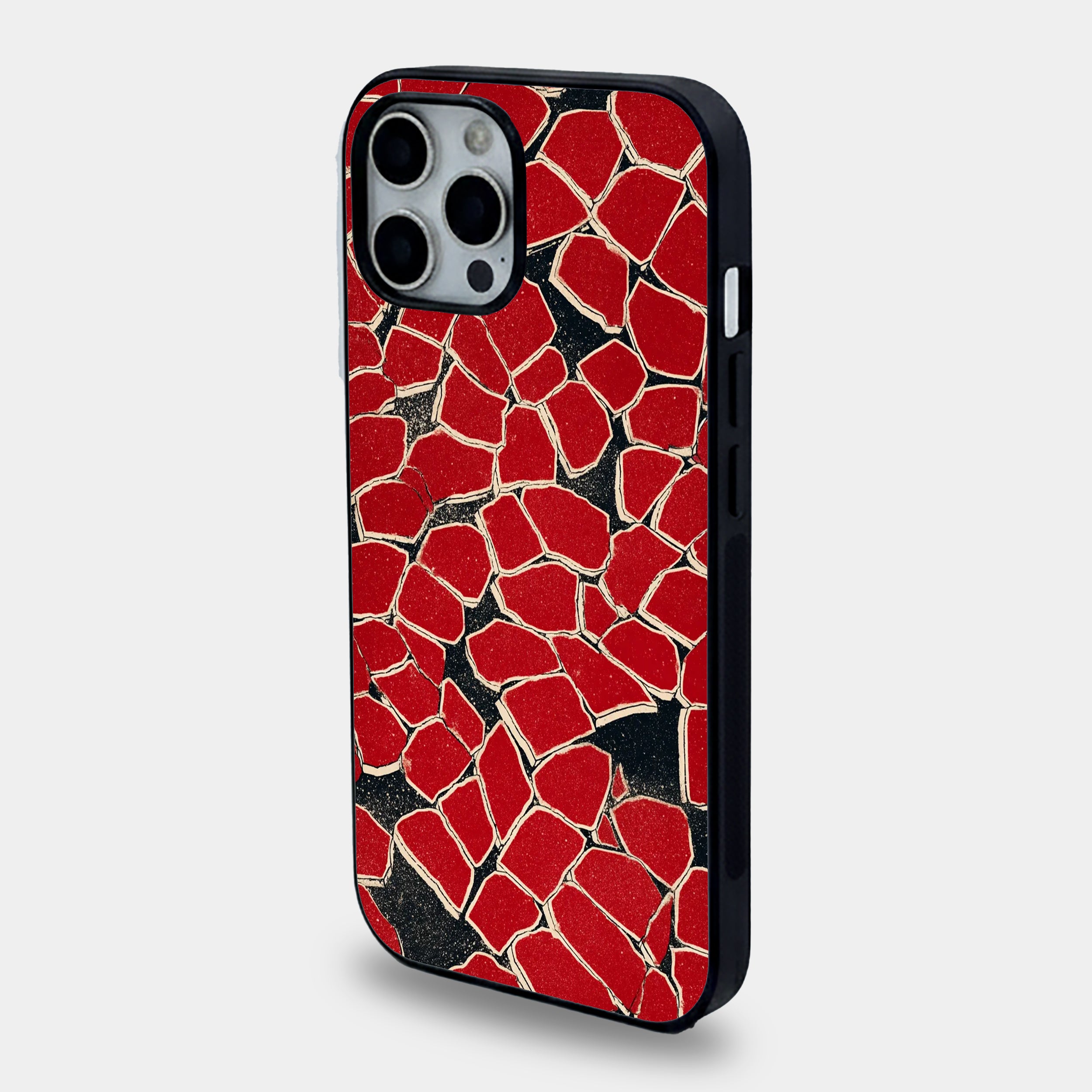 Crimson Red Mosaic Abstract | Premium Glass iPhone & Samsung Mobile Cover Case