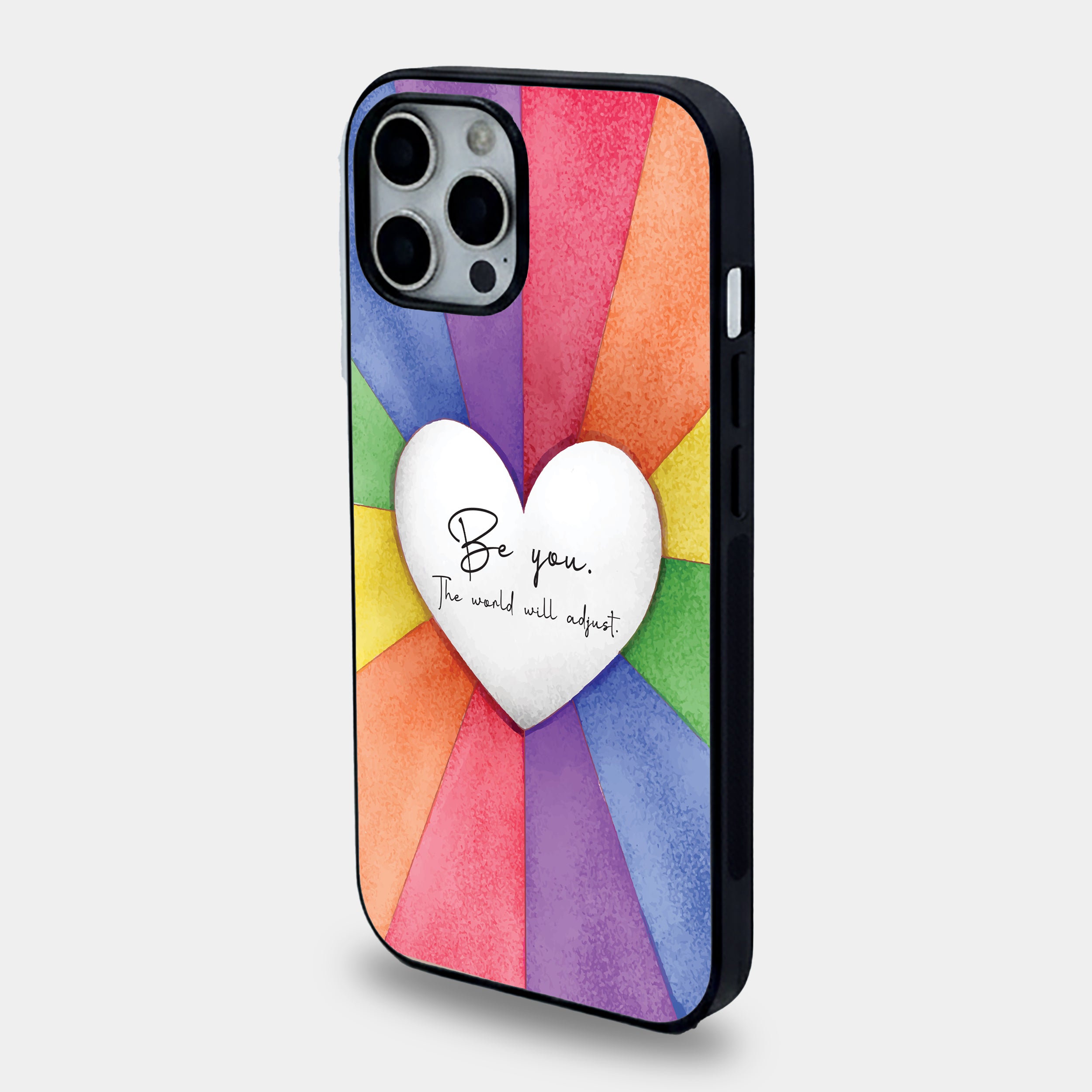 "Be You" Rainbow Heart Watercolor | Premium Glass iPhone Mobile Cover Case