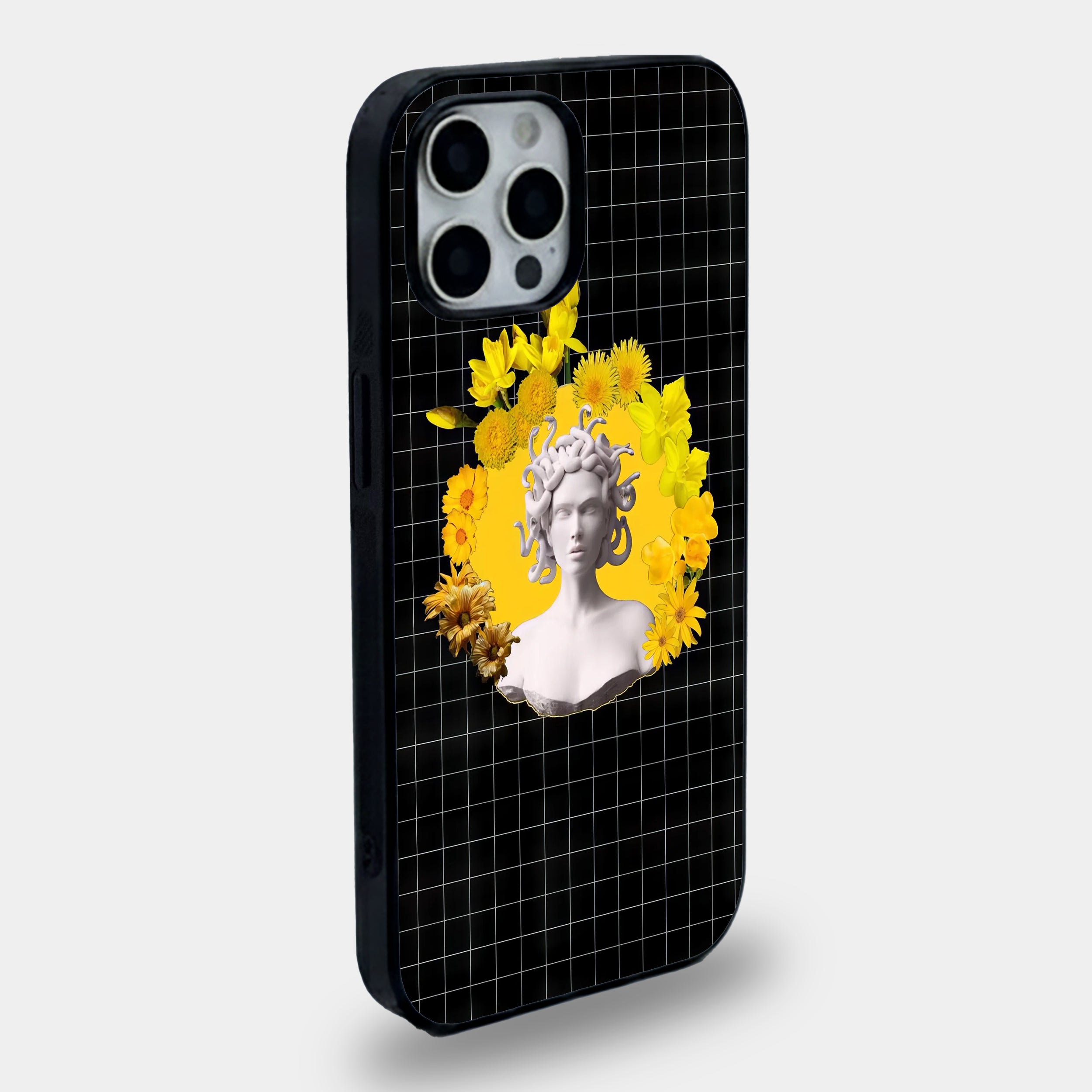 Medusa Floral Grid Luxury | Premium Glass iPhone & Samsung Mobile Cover Case