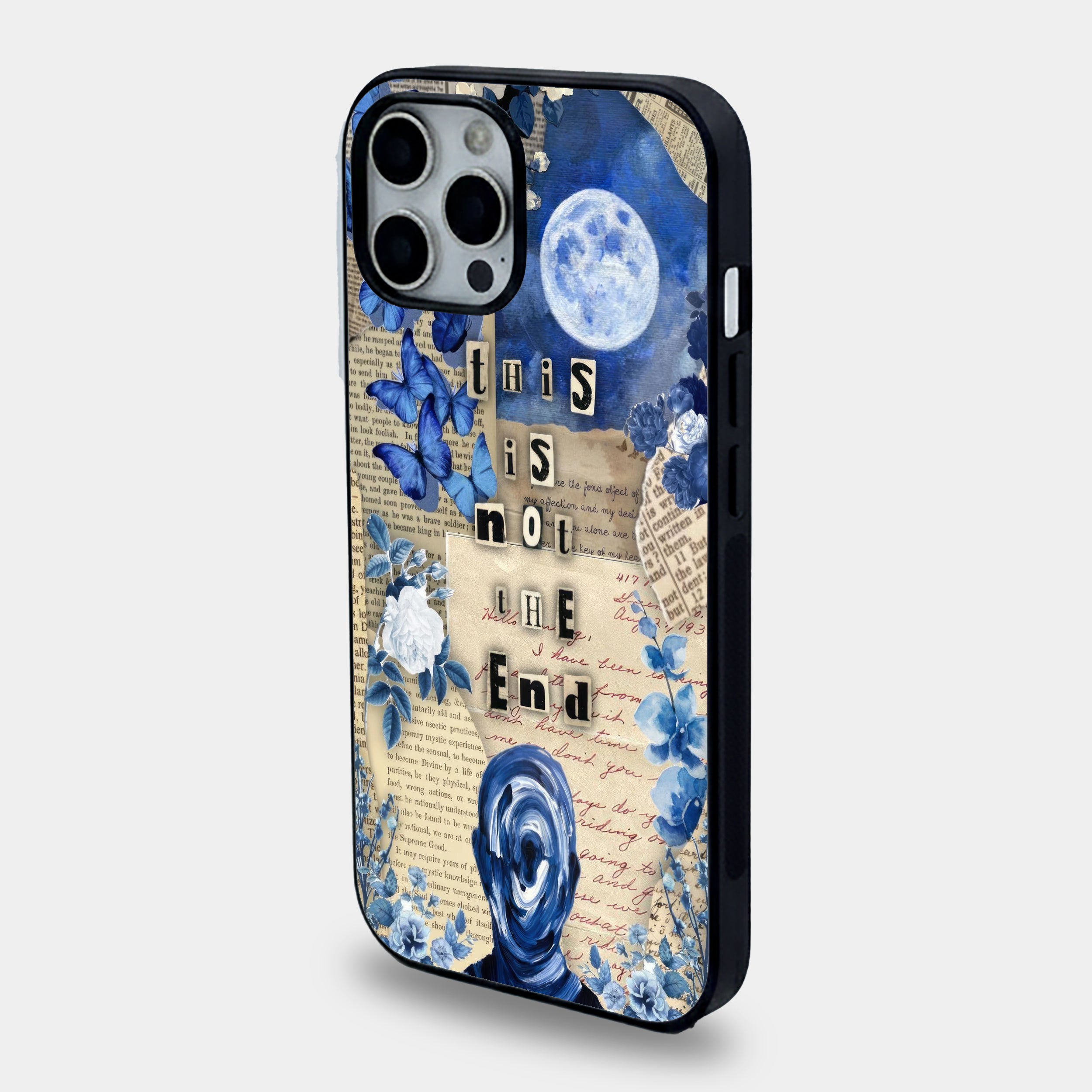 "This Is Not The End" Aesthetic Blue Collage | Premium Glass iPhone & Samsung Mobile Cover Case