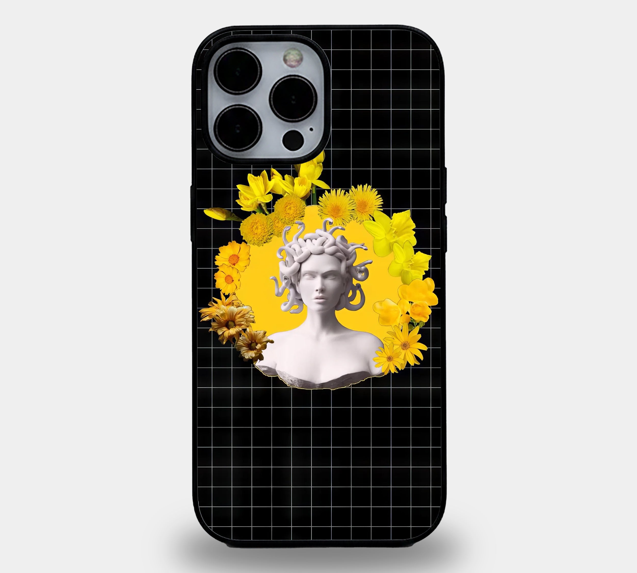 Medusa Floral Grid Luxury | Premium Glass iPhone & Samsung Mobile Cover Case
