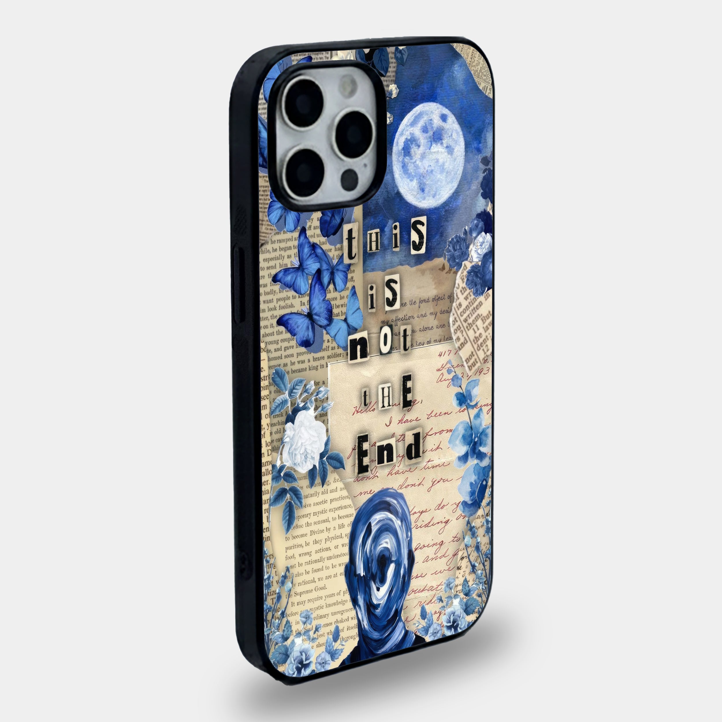 "This Is Not The End" Aesthetic Blue Collage | Premium Glass iPhone & Samsung Mobile Cover Case