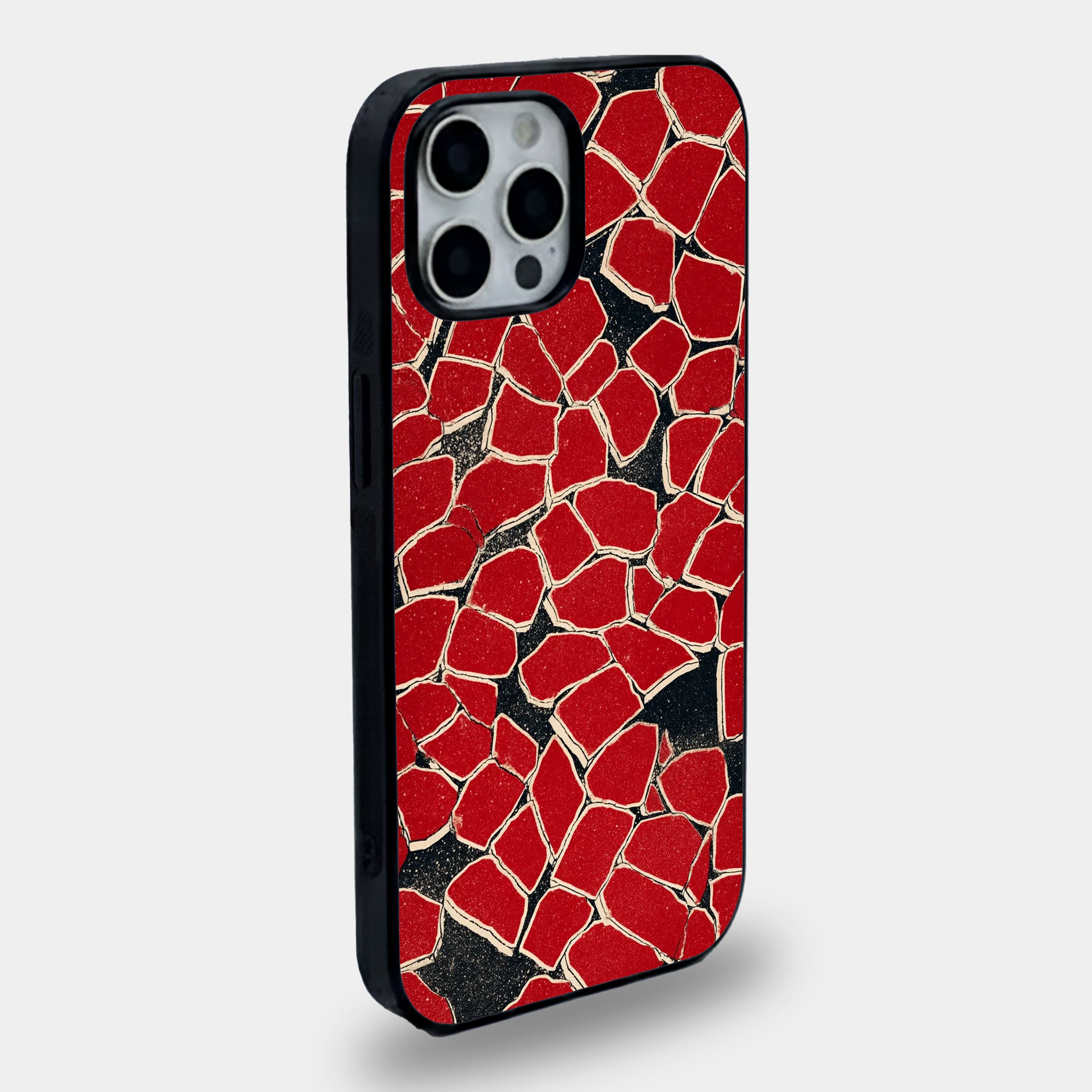 Crimson Red Mosaic Abstract | Premium Glass iPhone & Samsung Mobile Cover Case