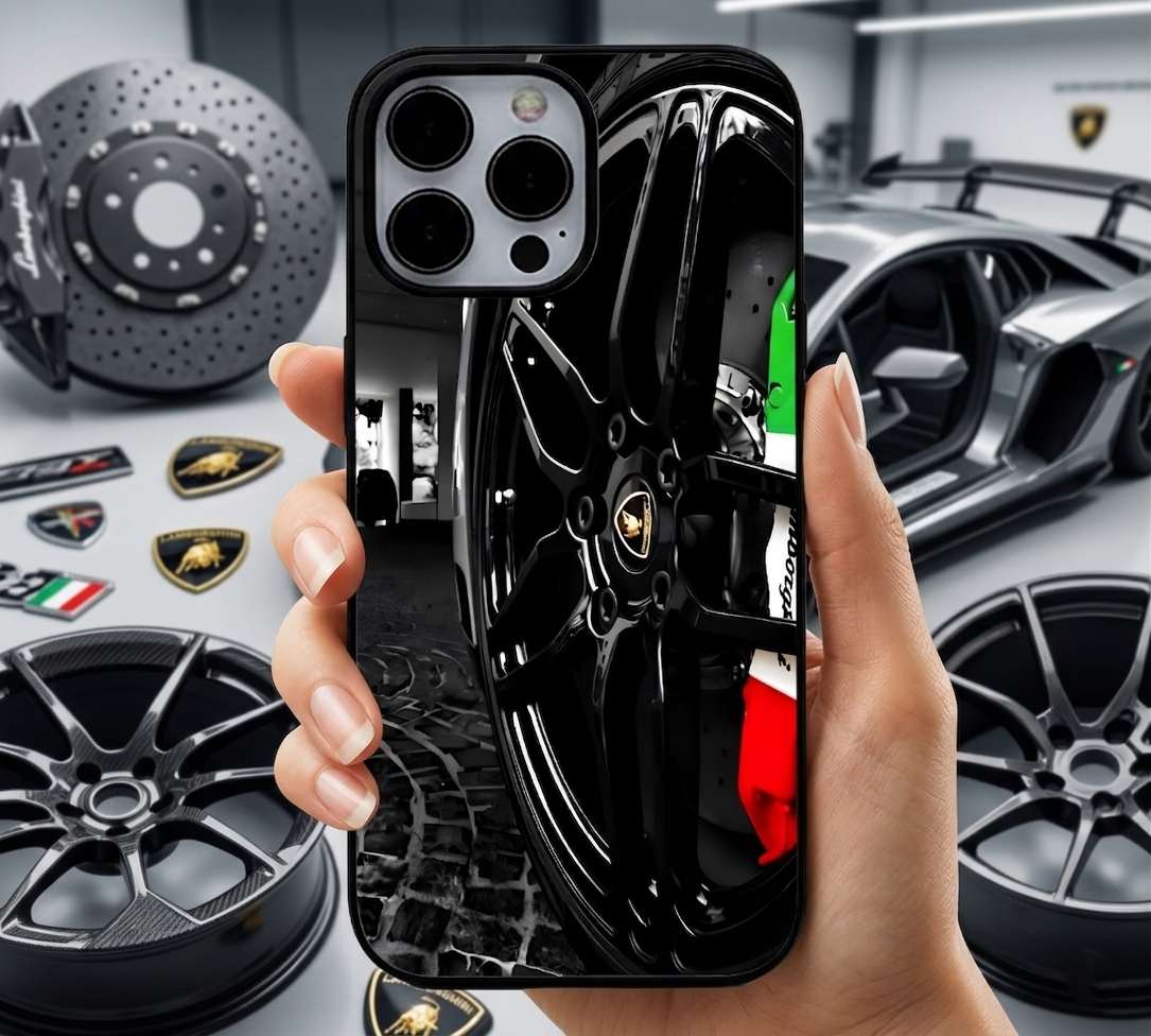 Lamborghini Wheel Italian Caliper | Premium Glass iPhone & Samsung Mobile Cover Case