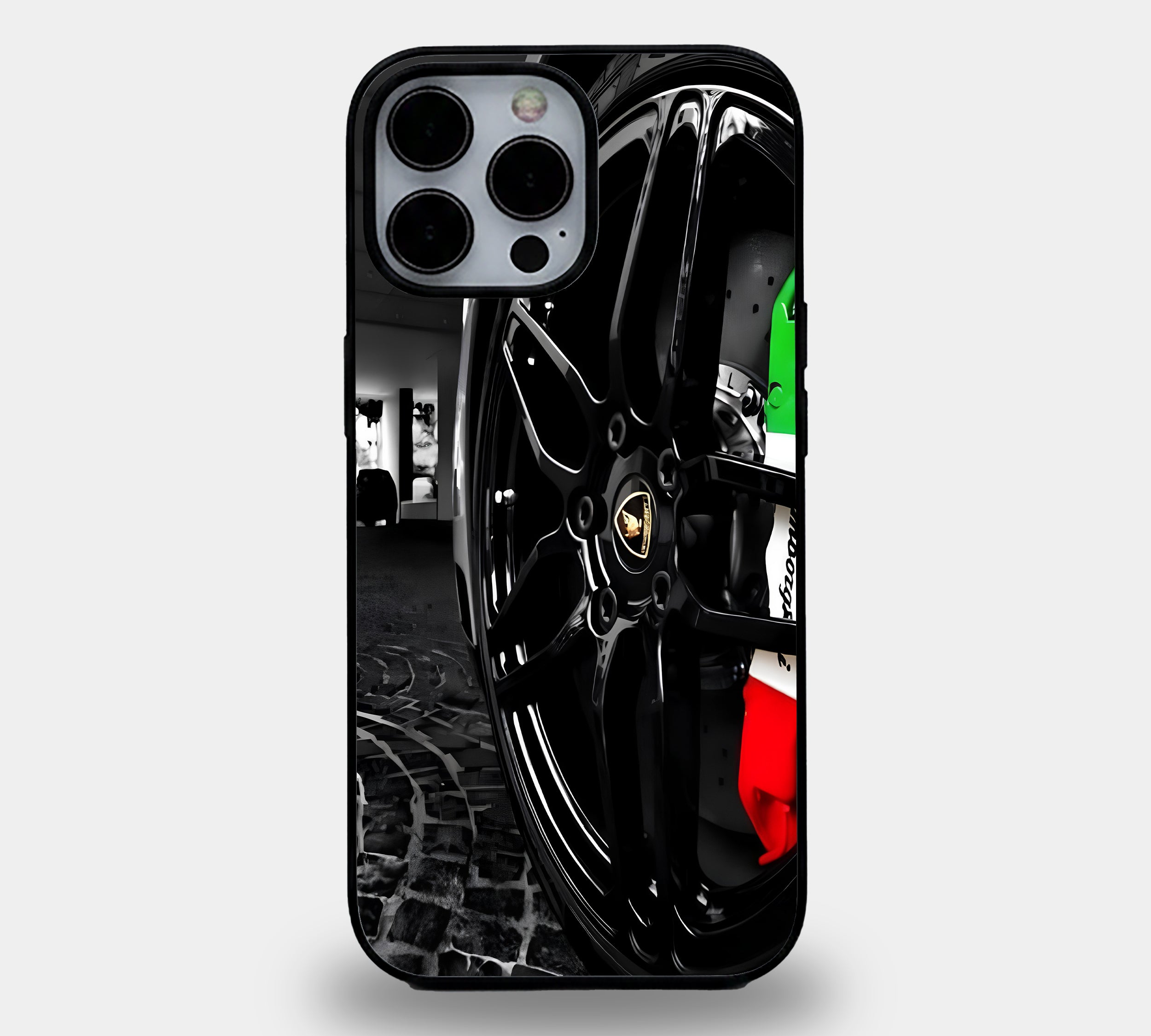 Lamborghini Wheel Italian Caliper | Premium Glass iPhone & Samsung Mobile Cover Case