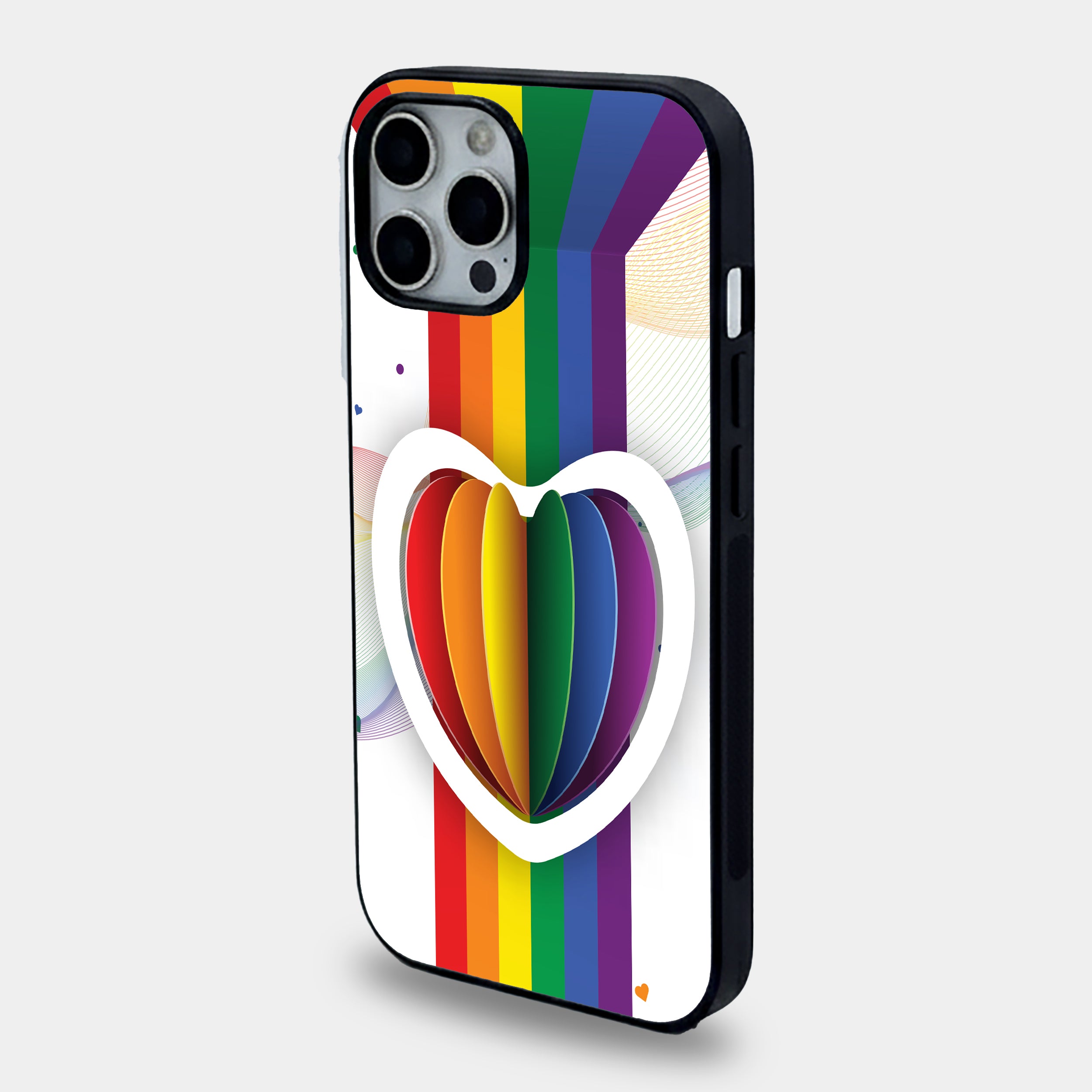 3D Layered Rainbow Heart | Premium Glass iPhone Mobile Cover Case