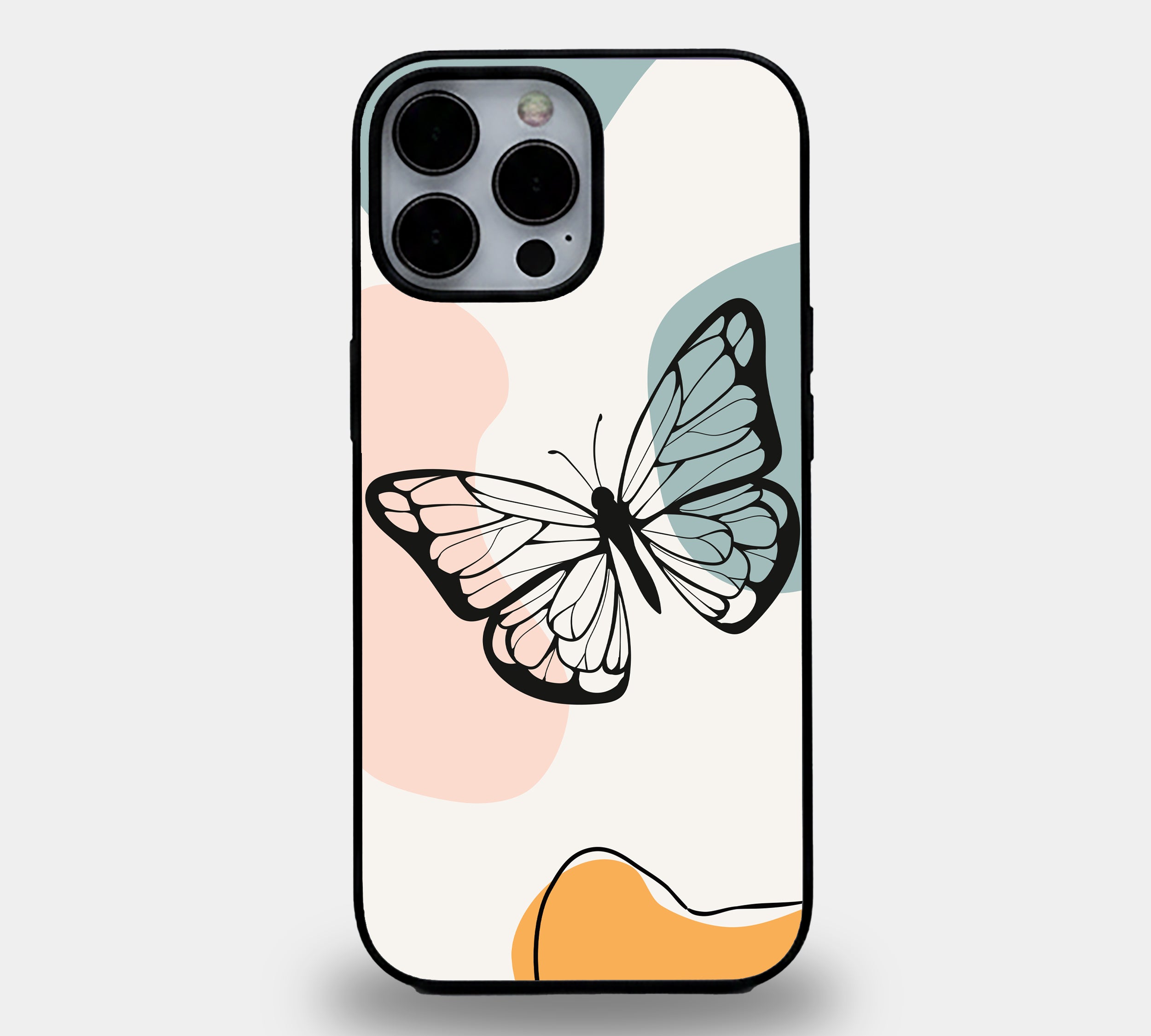 Abstract Butterfly Boho Line Art | Premium Glass iPhone Mobile Cover Case
