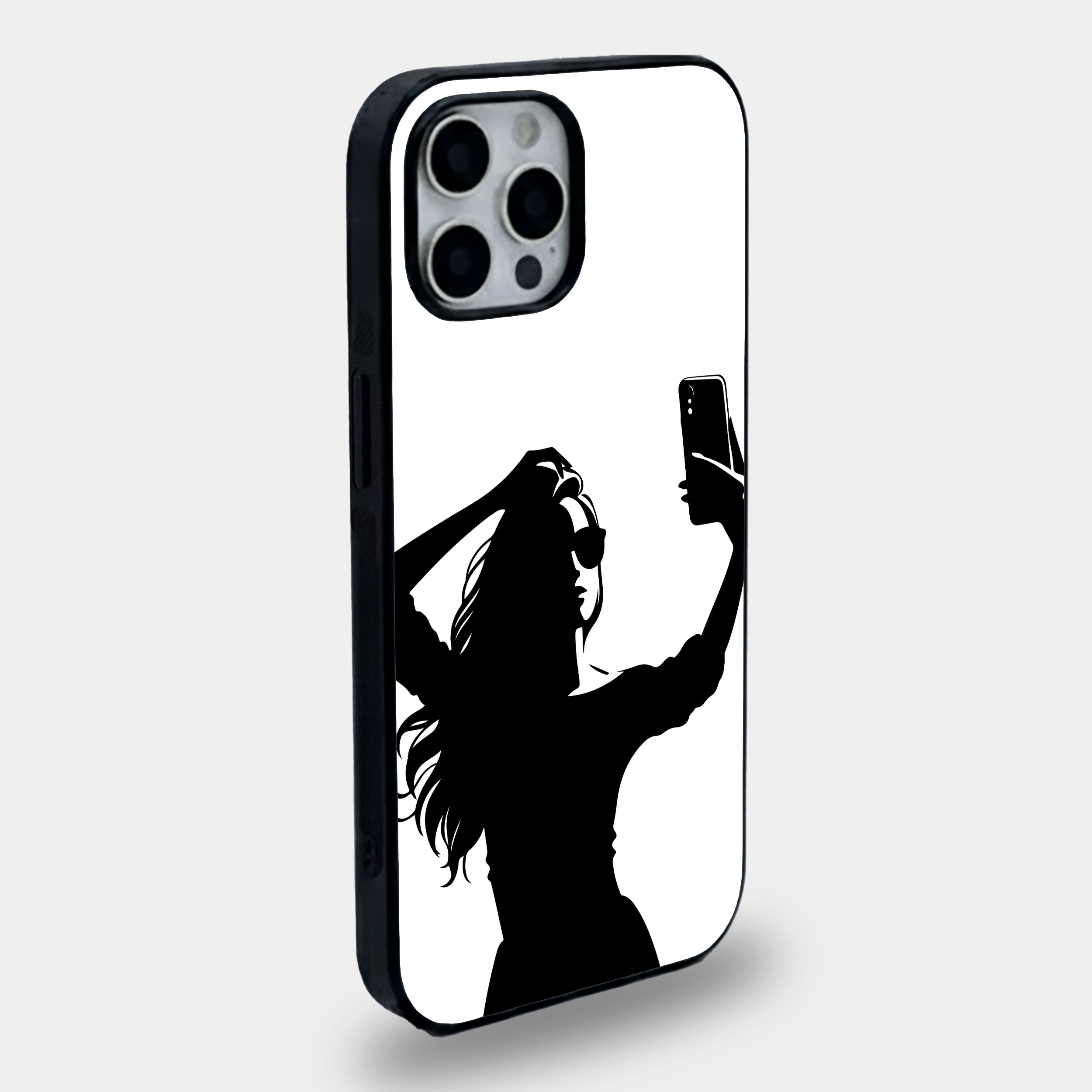The Selfie Queen Monochrome | Premium Glass iPhone Mobile Cover Case