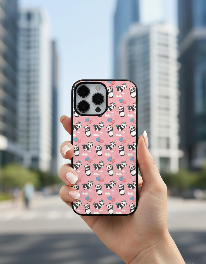 Cute Floating Panda | Premium Glass iPhone & Samsung Mobile Cover Case