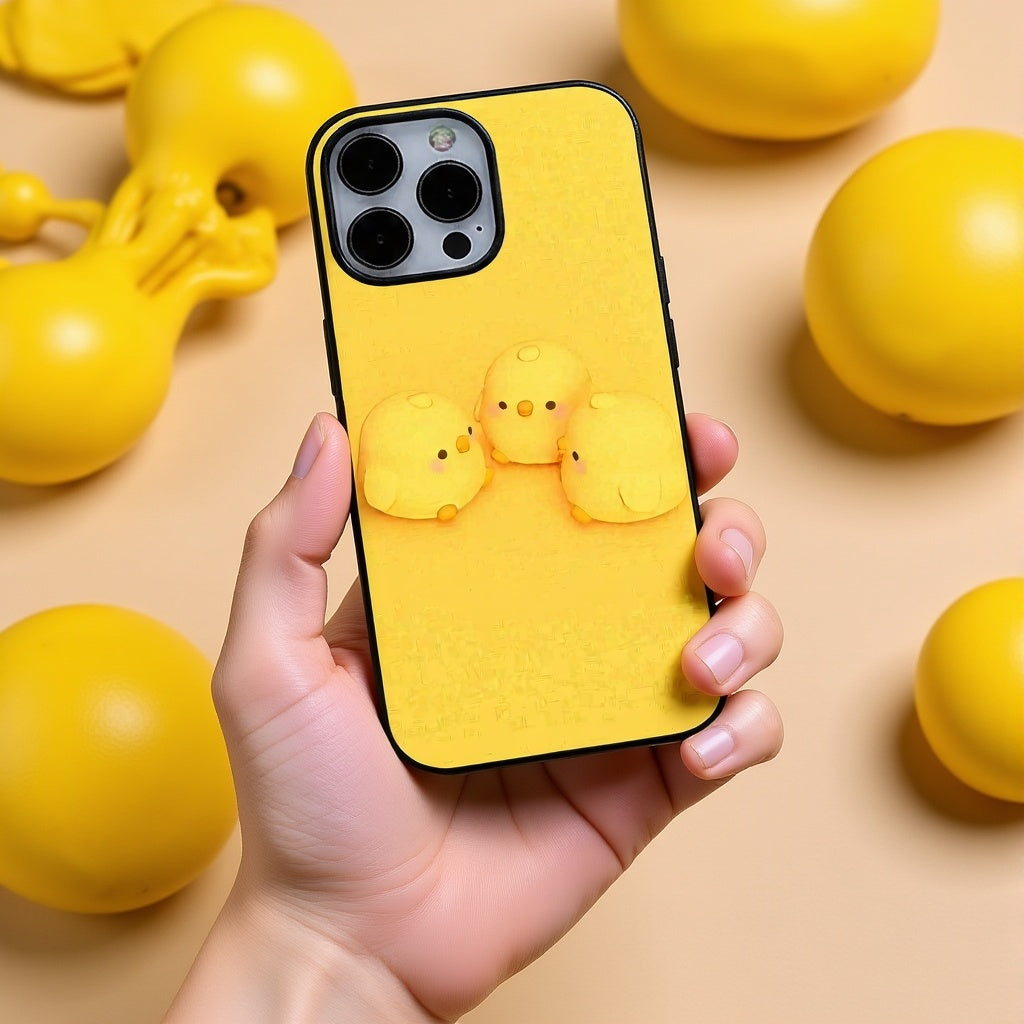 Adorable Yellow Chicks | Premium Glass iPhone & Samsung Mobile Cover Case