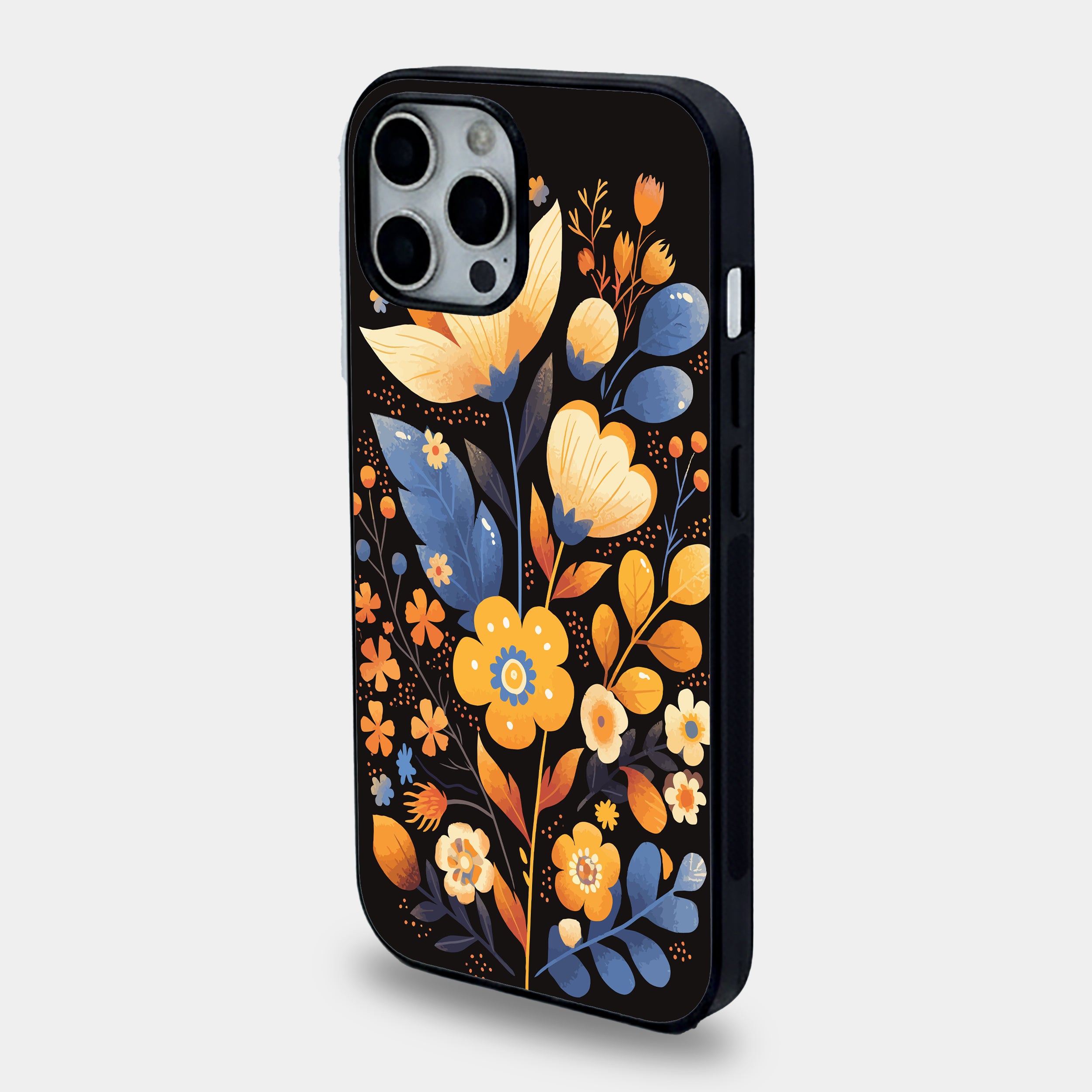 Midnight Floral Fusion | Premium Glass iPhone Mobile Cover Case