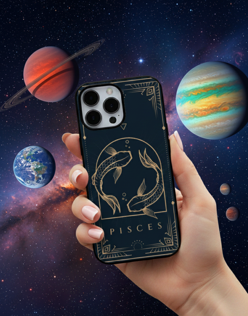 Celestial Pisces Twin Koi  | Premium Glass iPhone Mobile Cover Case