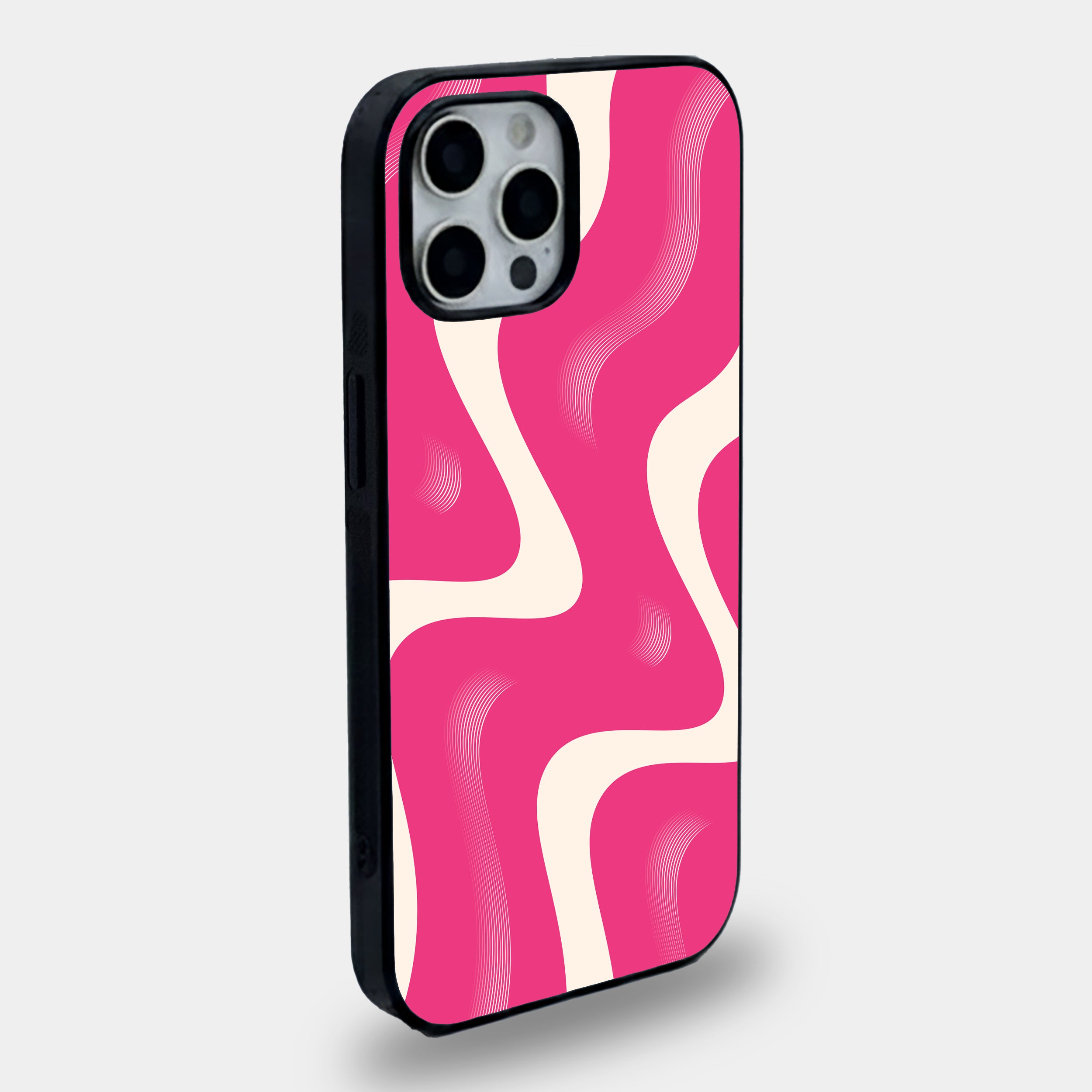 Pink Retro Swirl Design | Premium Glass iPhone Mobile Cover Case