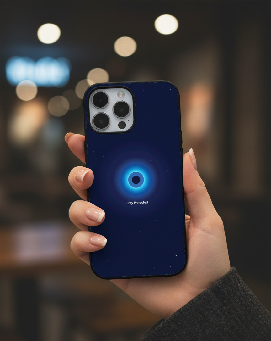 Cosmic Evil Eye "Stay Protected" | Premium Glass iPhone Mobile Cover Case