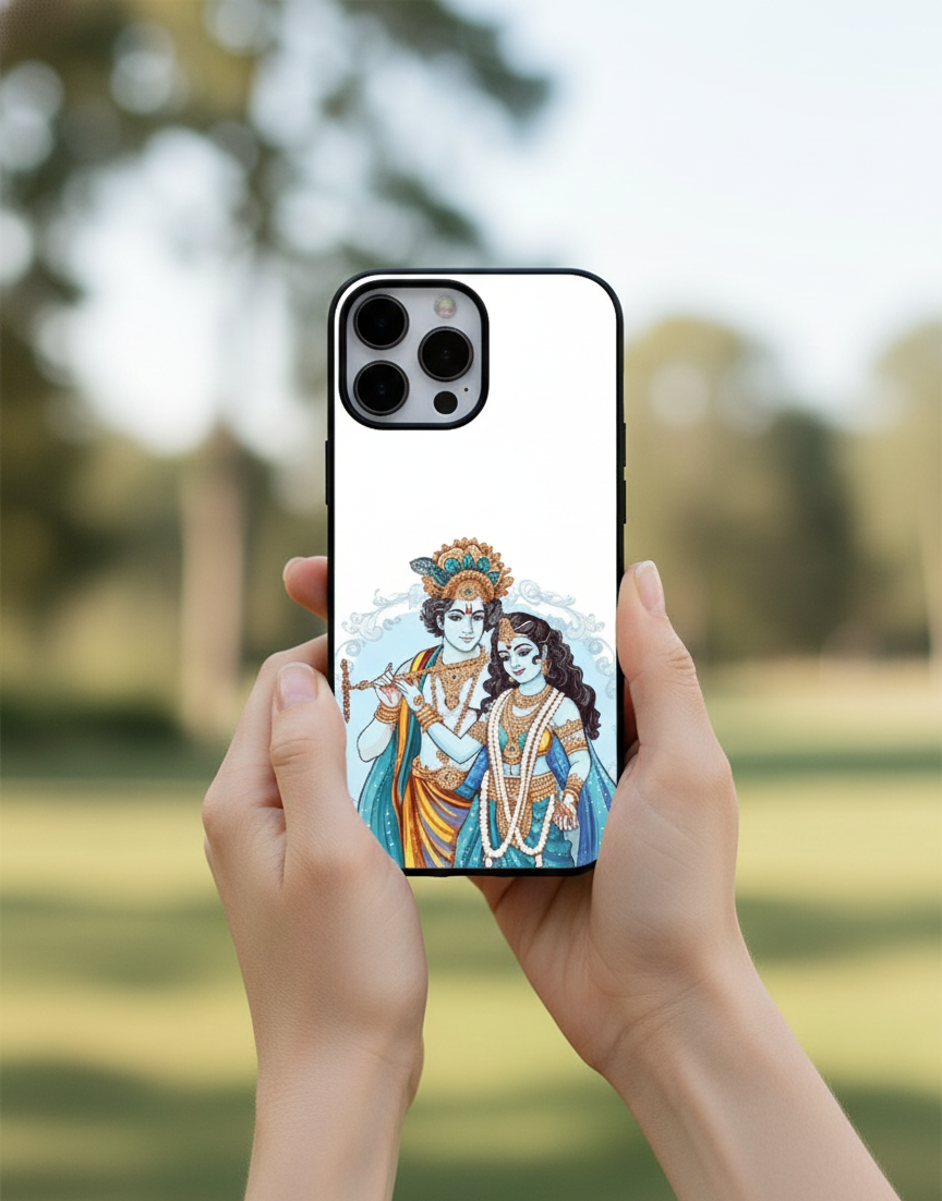 Radha Krishna Divine Love | Premium Glass iPhone Mobile Cover Case