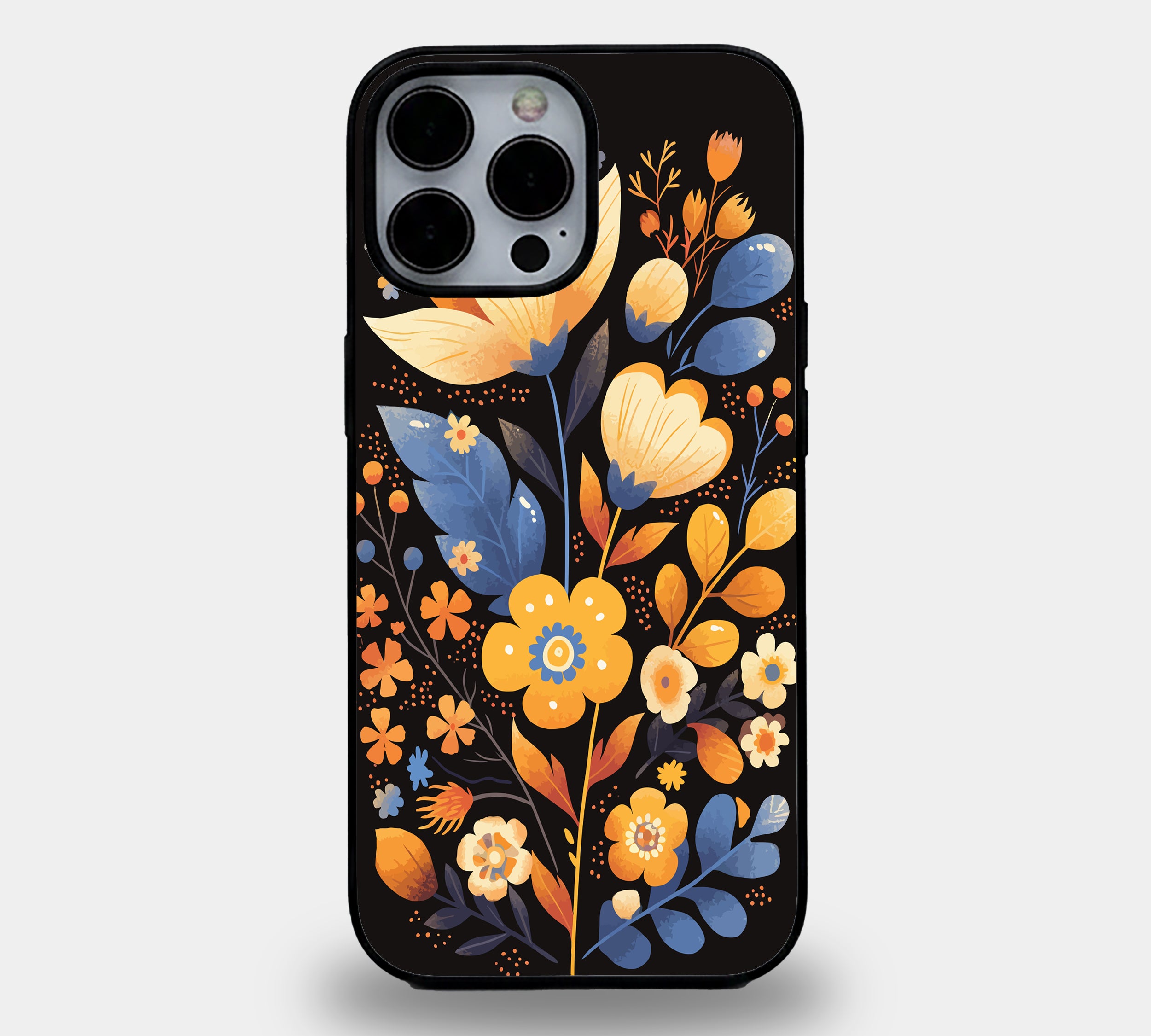 Midnight Floral Fusion | Premium Glass iPhone Mobile Cover Case
