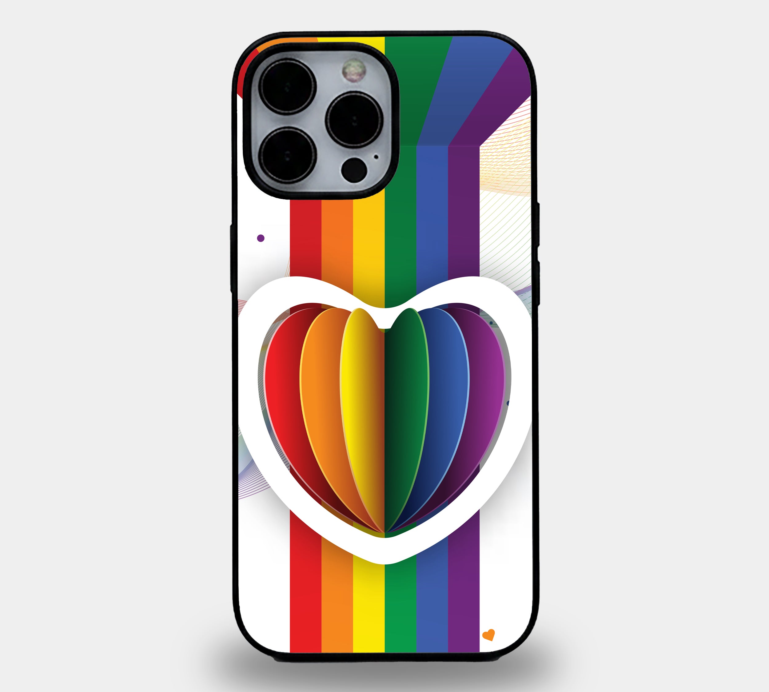 3D Layered Rainbow Heart | Premium Glass iPhone Mobile Cover Case
