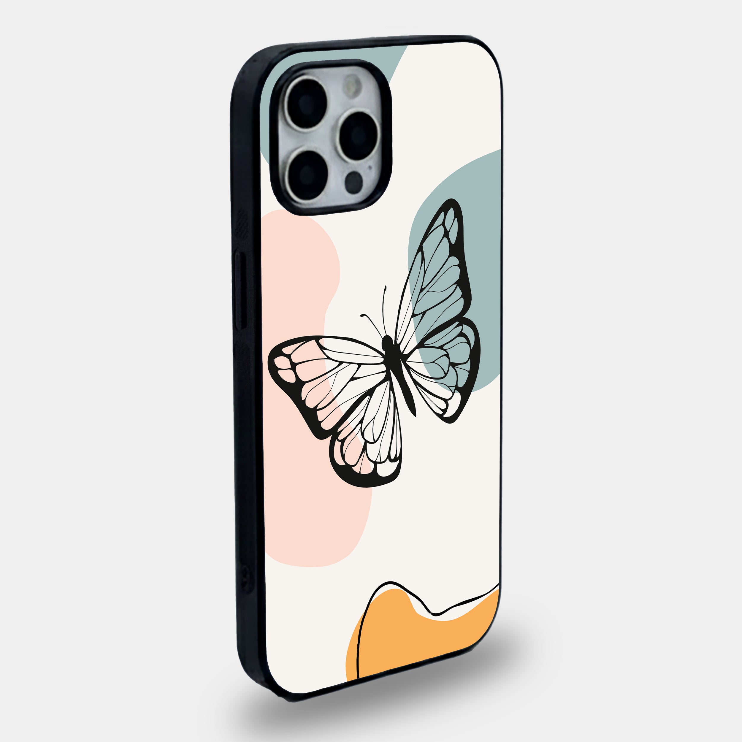 Abstract Butterfly Boho Line Art | Premium Glass iPhone Mobile Cover Case