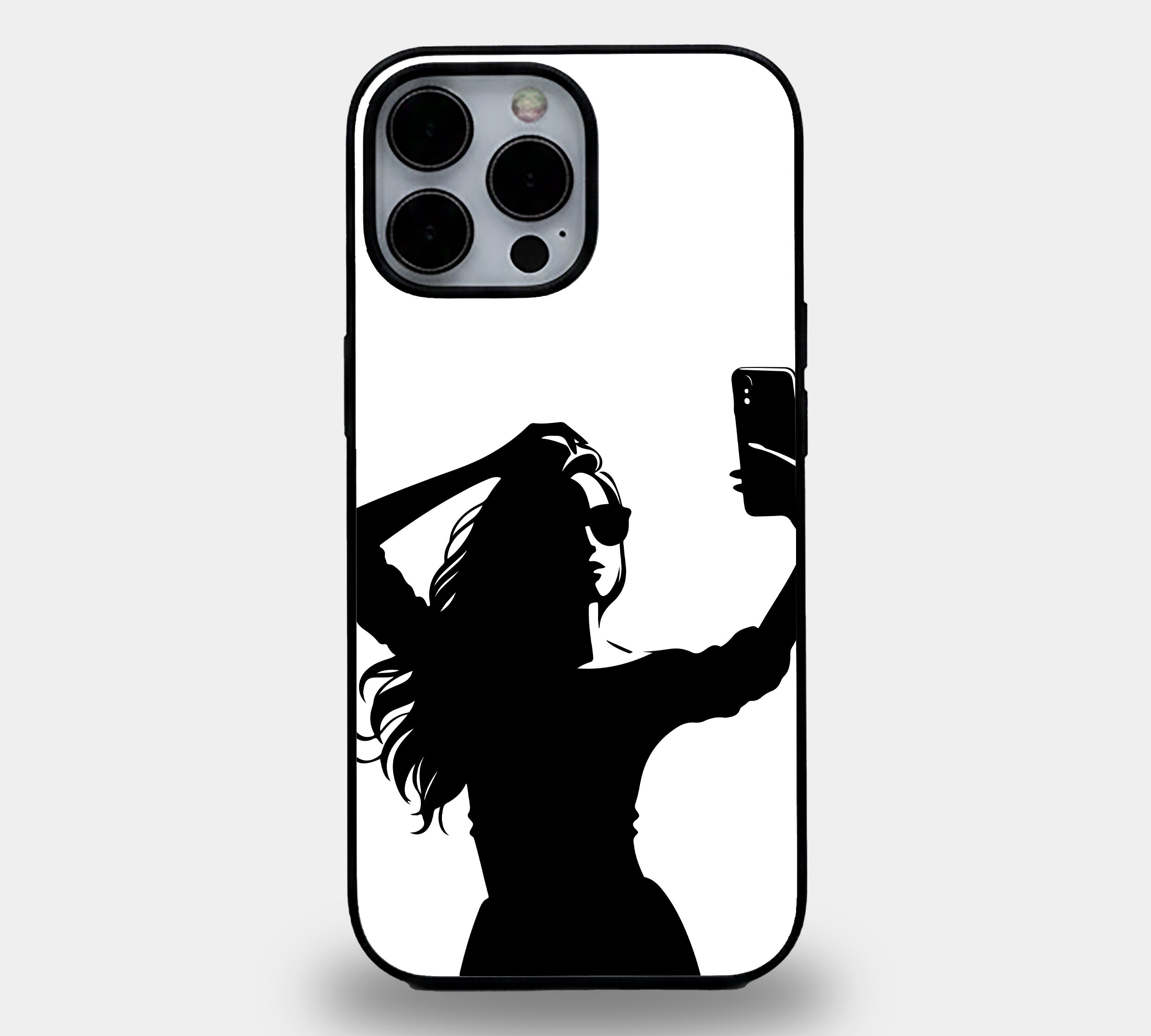 The Selfie Queen Monochrome | Premium Glass iPhone Mobile Cover Case