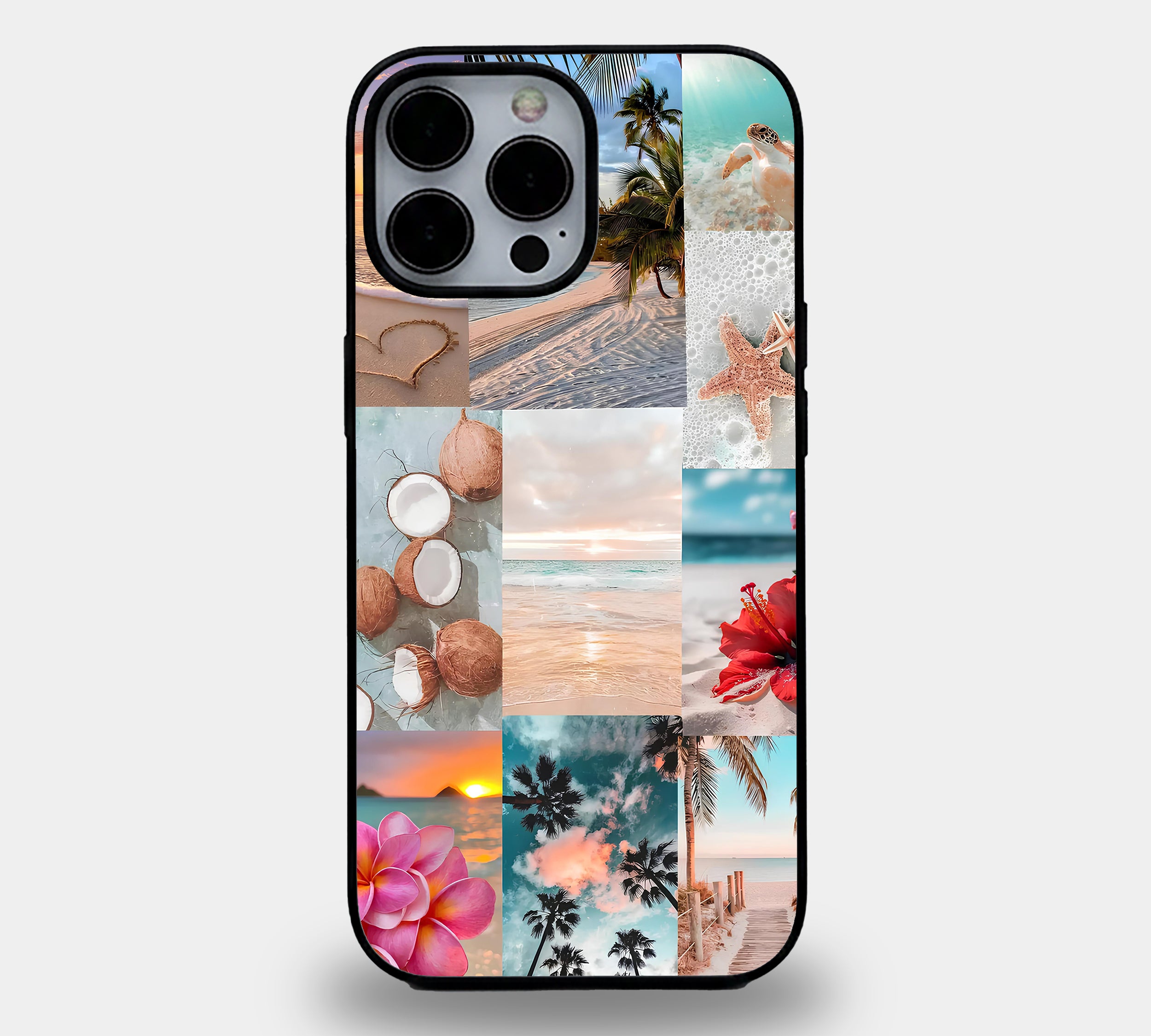Tropical Beach Collage | Premium Glass iPhone & Samsung Mobile Cover Case
