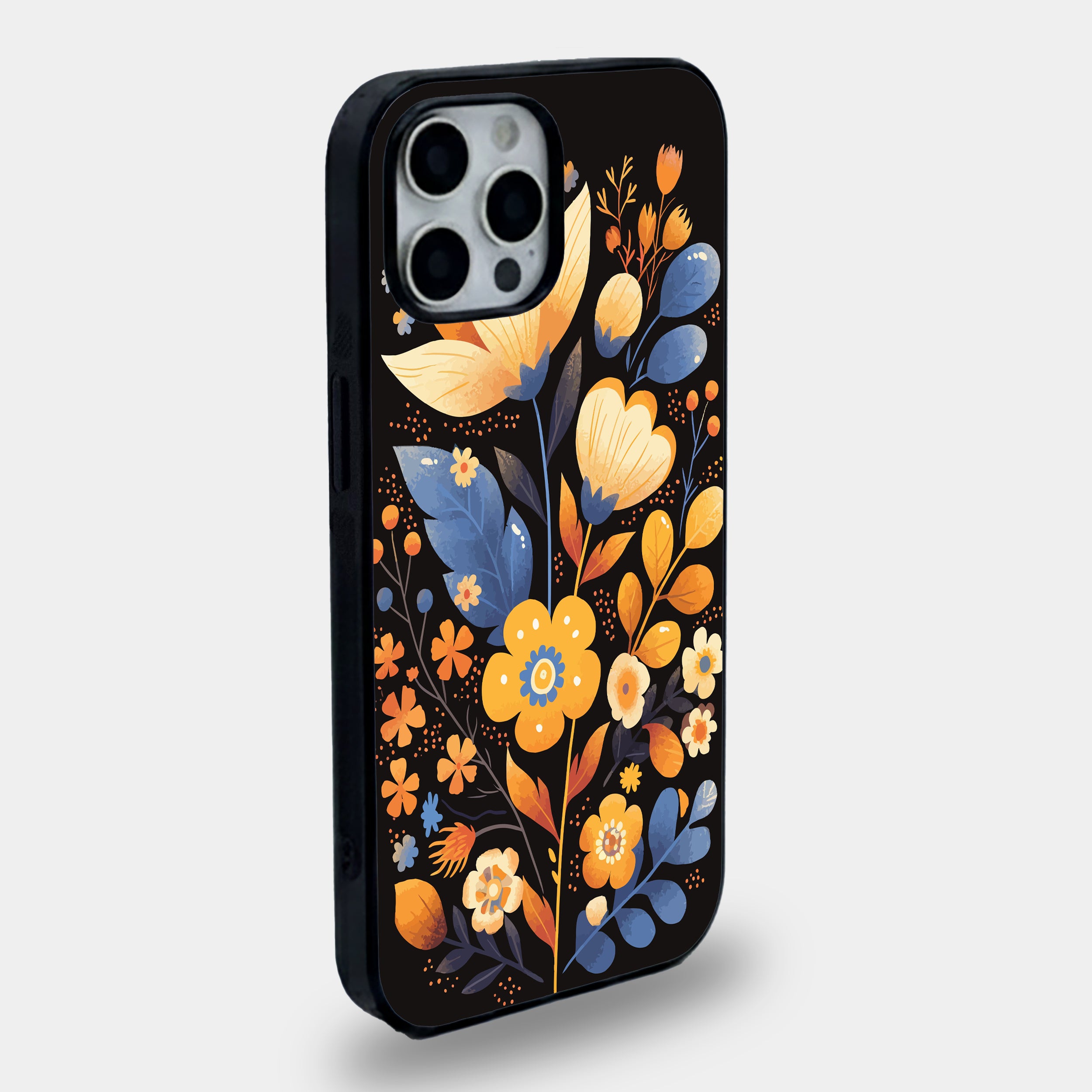 Midnight Floral Fusion | Premium Glass iPhone Mobile Cover Case