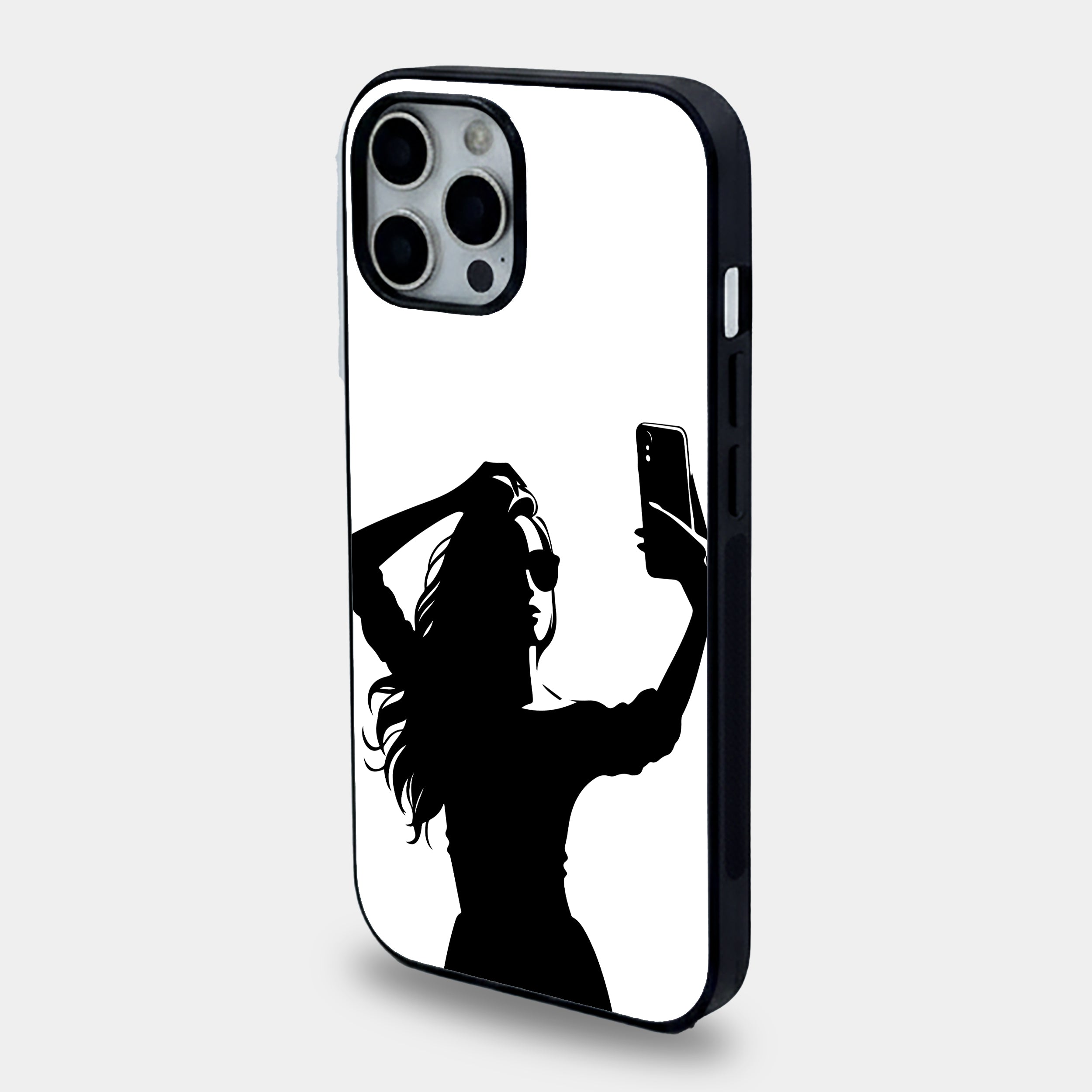 The Selfie Queen Monochrome | Premium Glass iPhone Mobile Cover Case