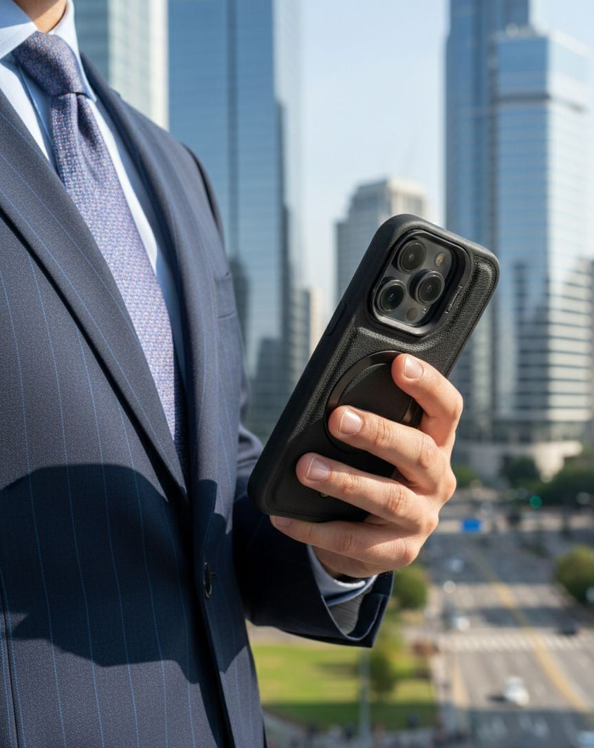 Black Pebbled Leather MagSafe | Premium iPhone Mobile Cover Case